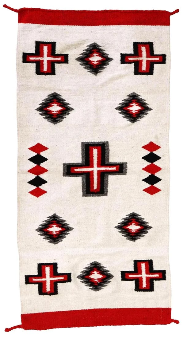 Vintage White Navajo Style Wall Hanging Rug - 3