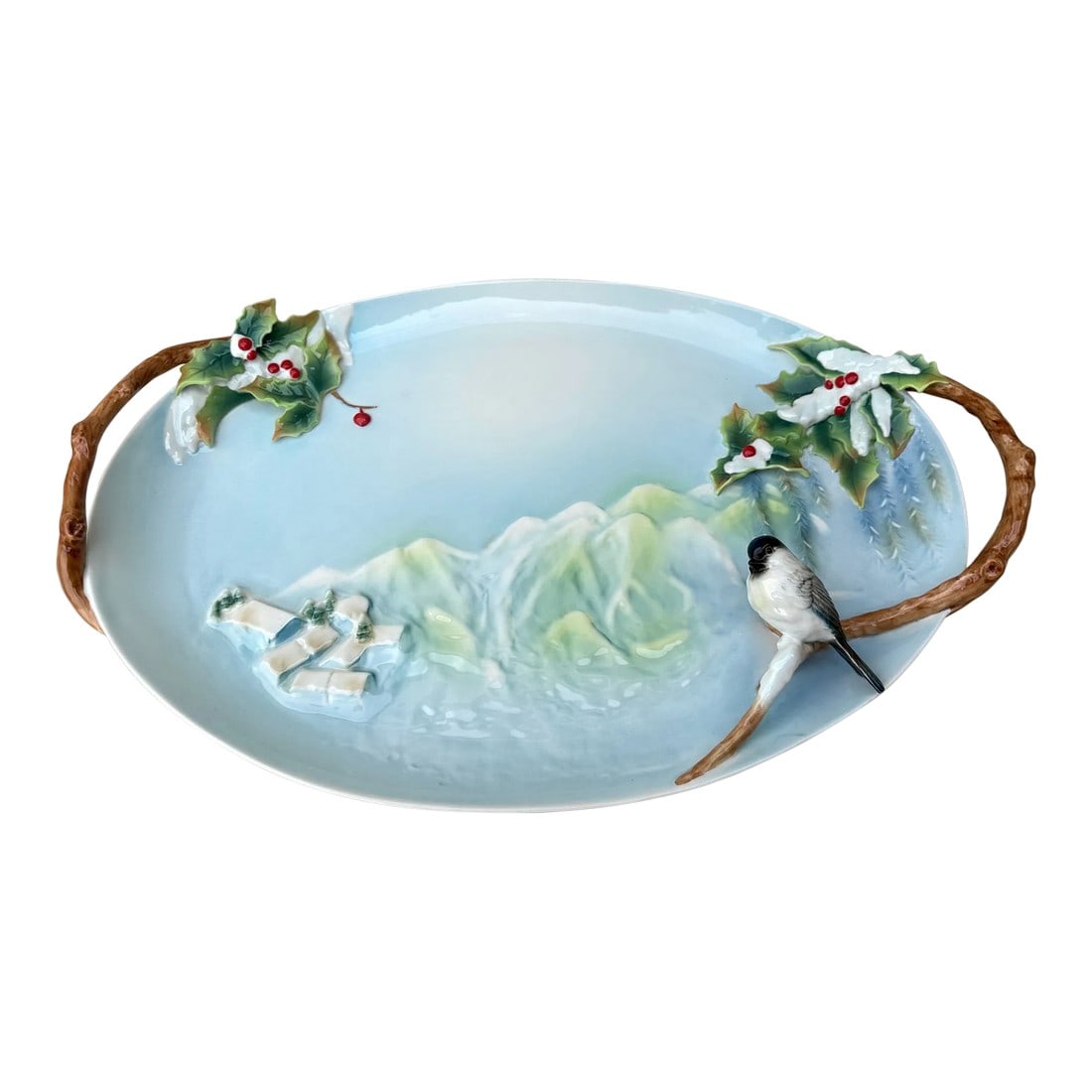 Vintage Holiday Beginnings Chickadee Ornamental Platter (1 of 6)