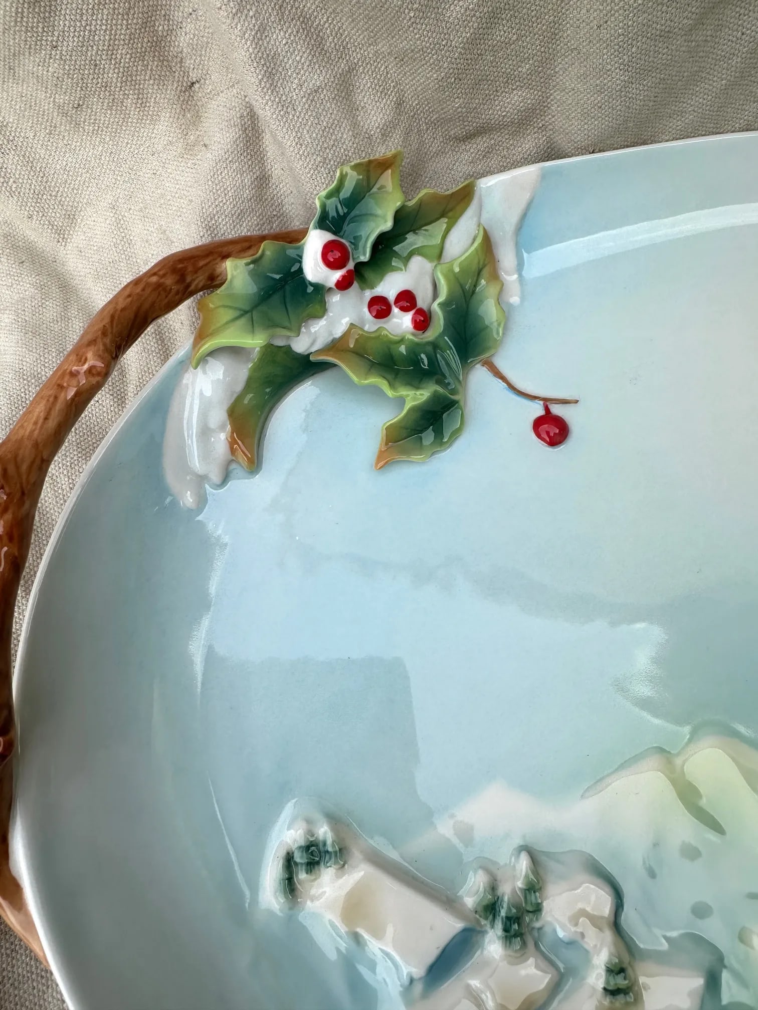 Vintage Holiday Beginnings Chickadee Ornamental Platter - 6