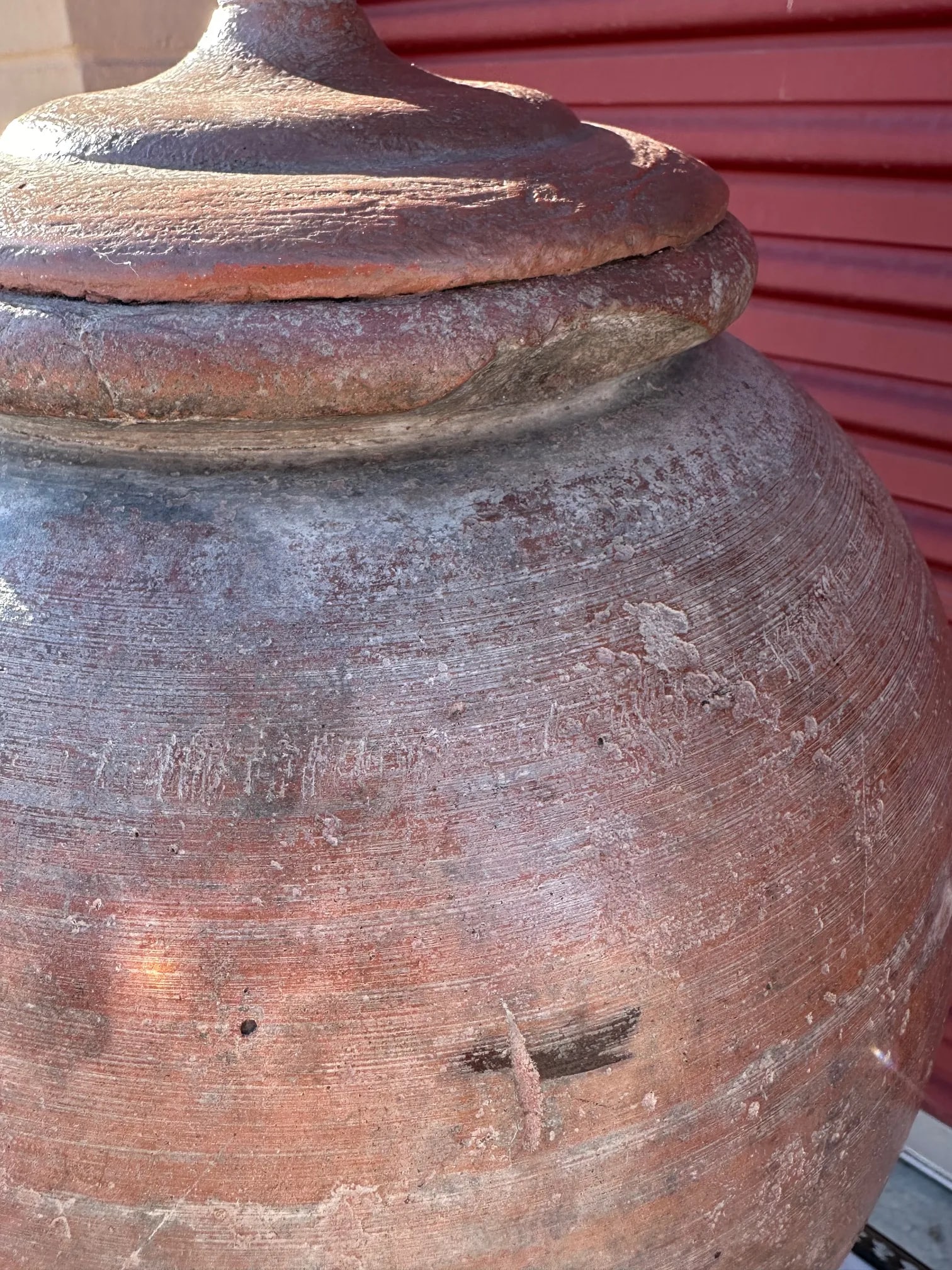 Vintage Distressed Terra Cotta Clay Table Lamp - 4