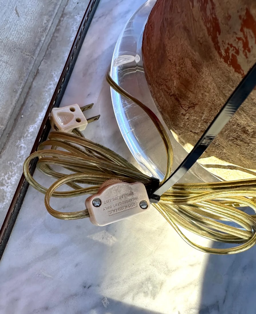 Vintage Distressed Terra Cotta Clay Table Lamp - 9