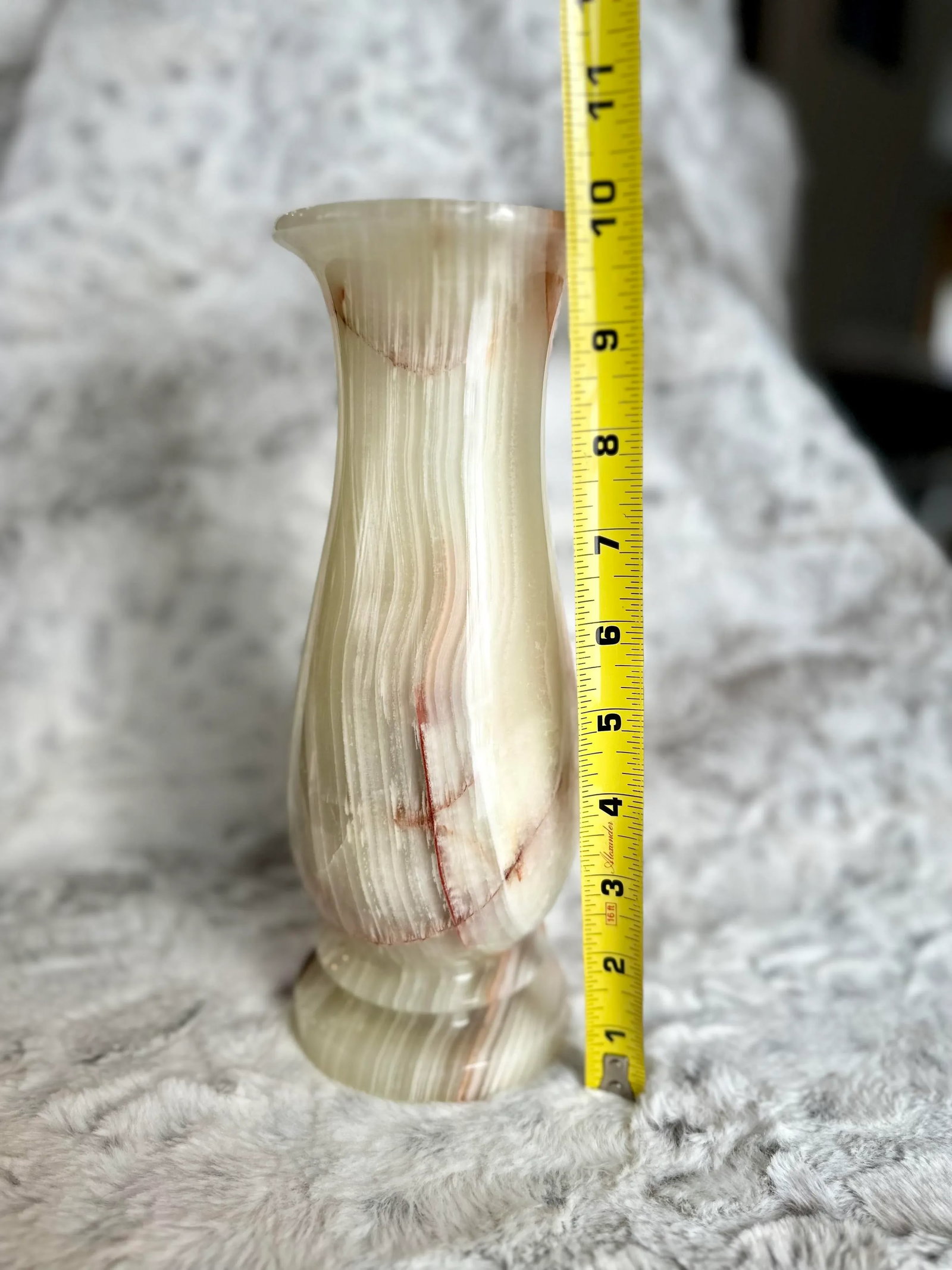 Vintage Genuine Onyx Natural Stone Vase - 7