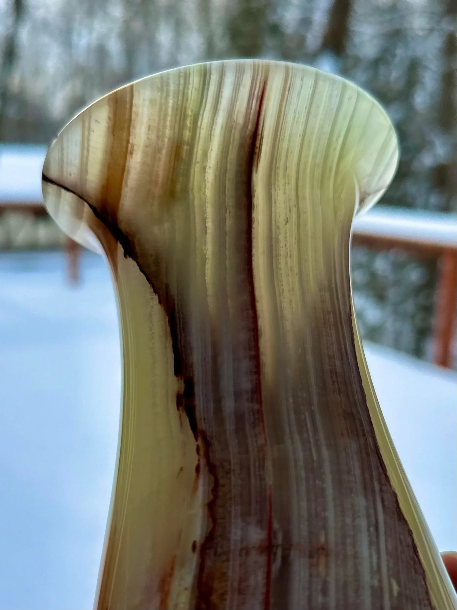 Vintage Genuine Onyx Natural Stone Vase - 9