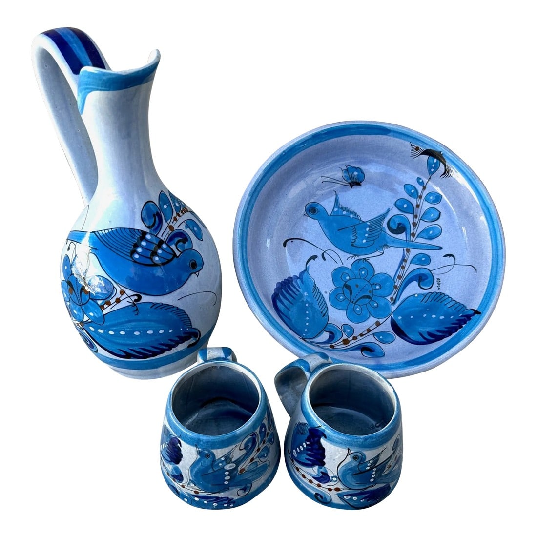 Vintage Ken Edwards Tonala/El Palomar Pottery Blue Bird Set (1 of 9)