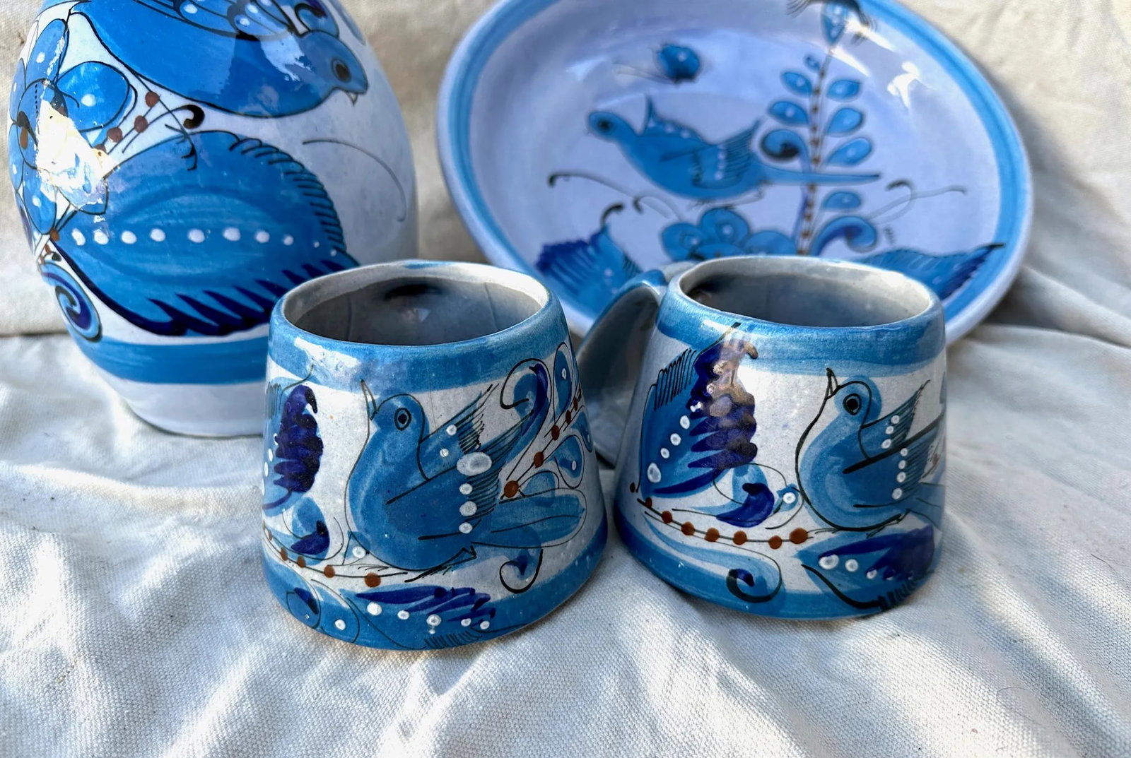 Vintage Ken Edwards Tonala/El Palomar Pottery Blue Bird Set - 2