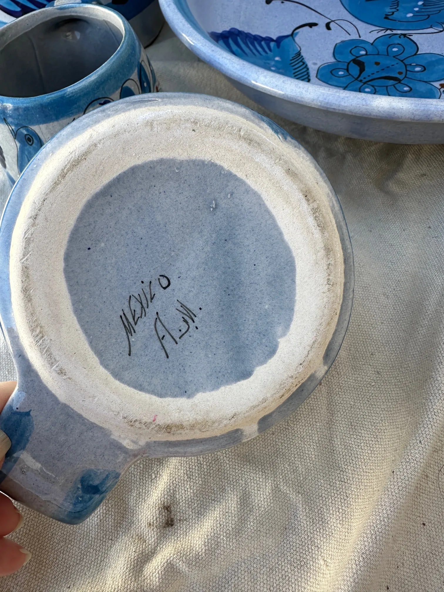 Vintage Ken Edwards Tonala/El Palomar Pottery Blue Bird Set - 4