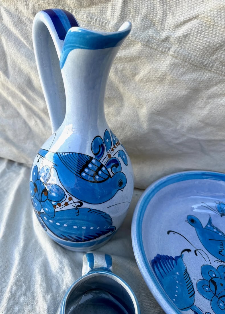 Vintage Ken Edwards Tonala/El Palomar Pottery Blue Bird Set - 5