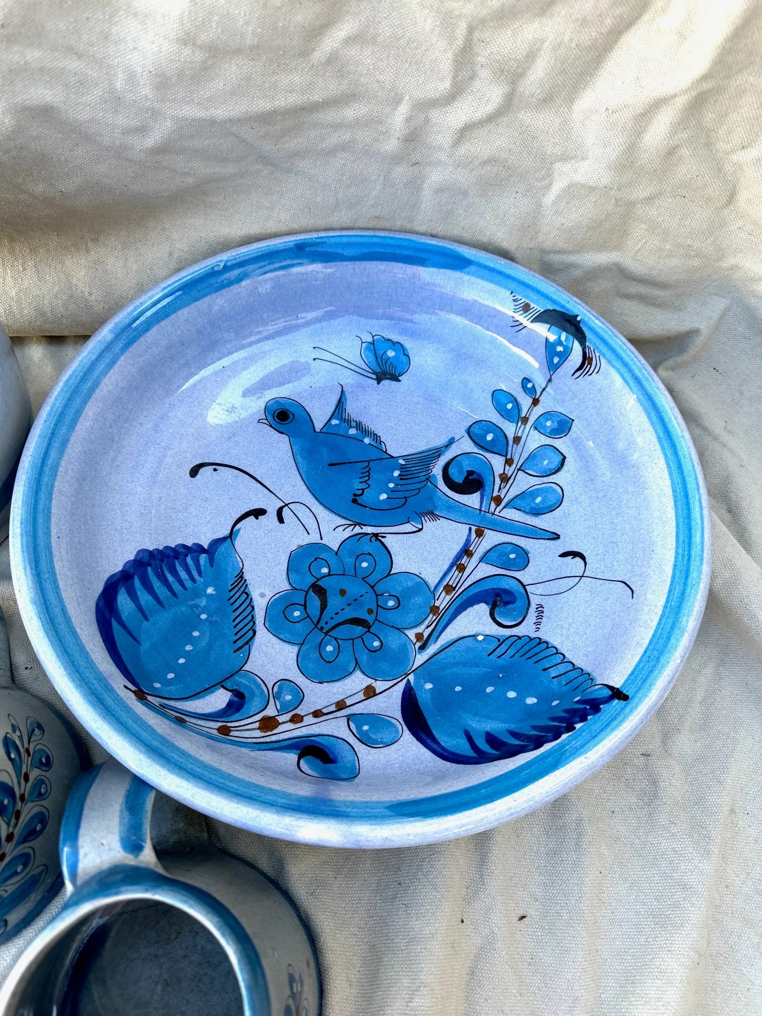 Vintage Ken Edwards Tonala/El Palomar Pottery Blue Bird Set - 6
