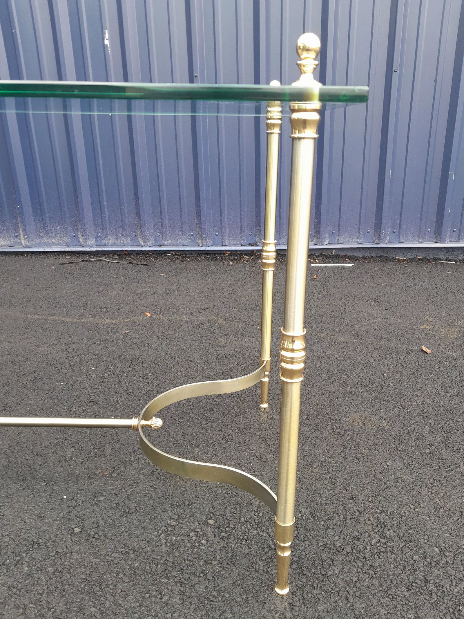 Restored 1970s Maison Jansen French Glass Brass and Steel Console Desk - 11