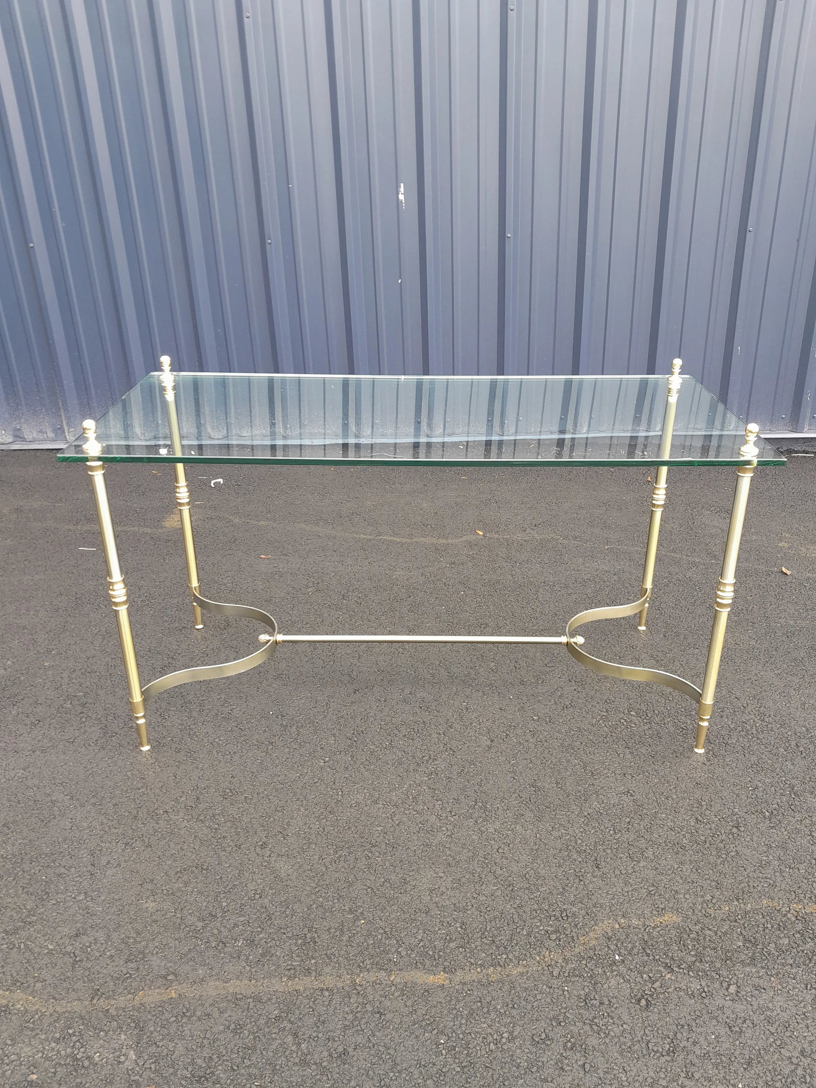 Restored 1970s Maison Jansen French Glass Brass and Steel Console Desk - 12