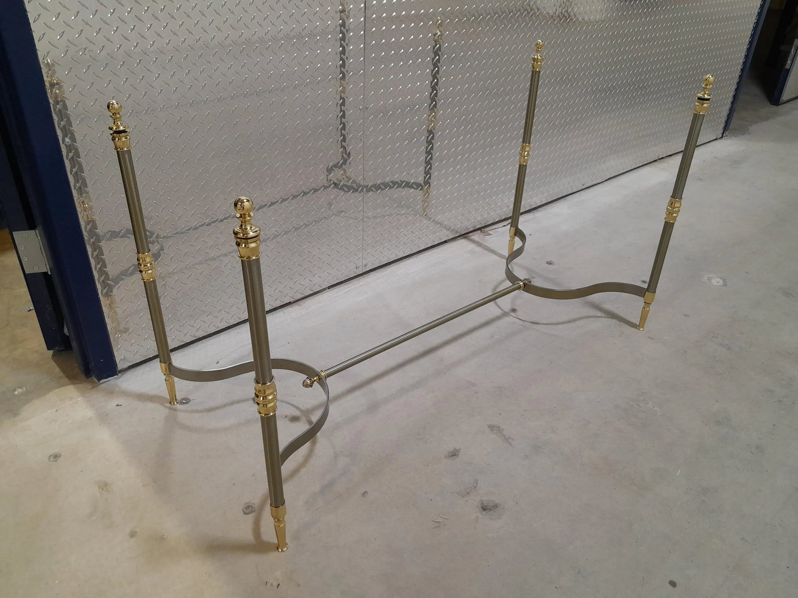 Restored 1970s Maison Jansen French Glass Brass and Steel Console Desk - 2