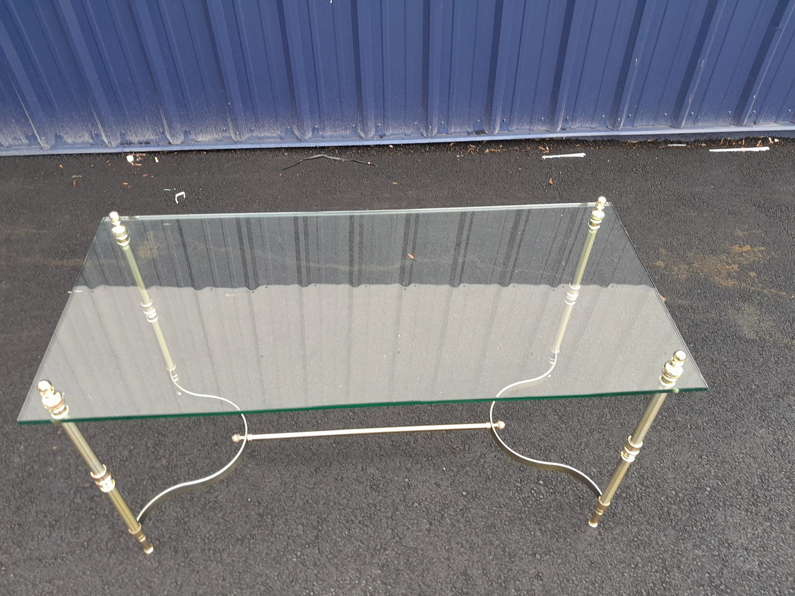 Restored 1970s Maison Jansen French Glass Brass and Steel Console Desk - 4