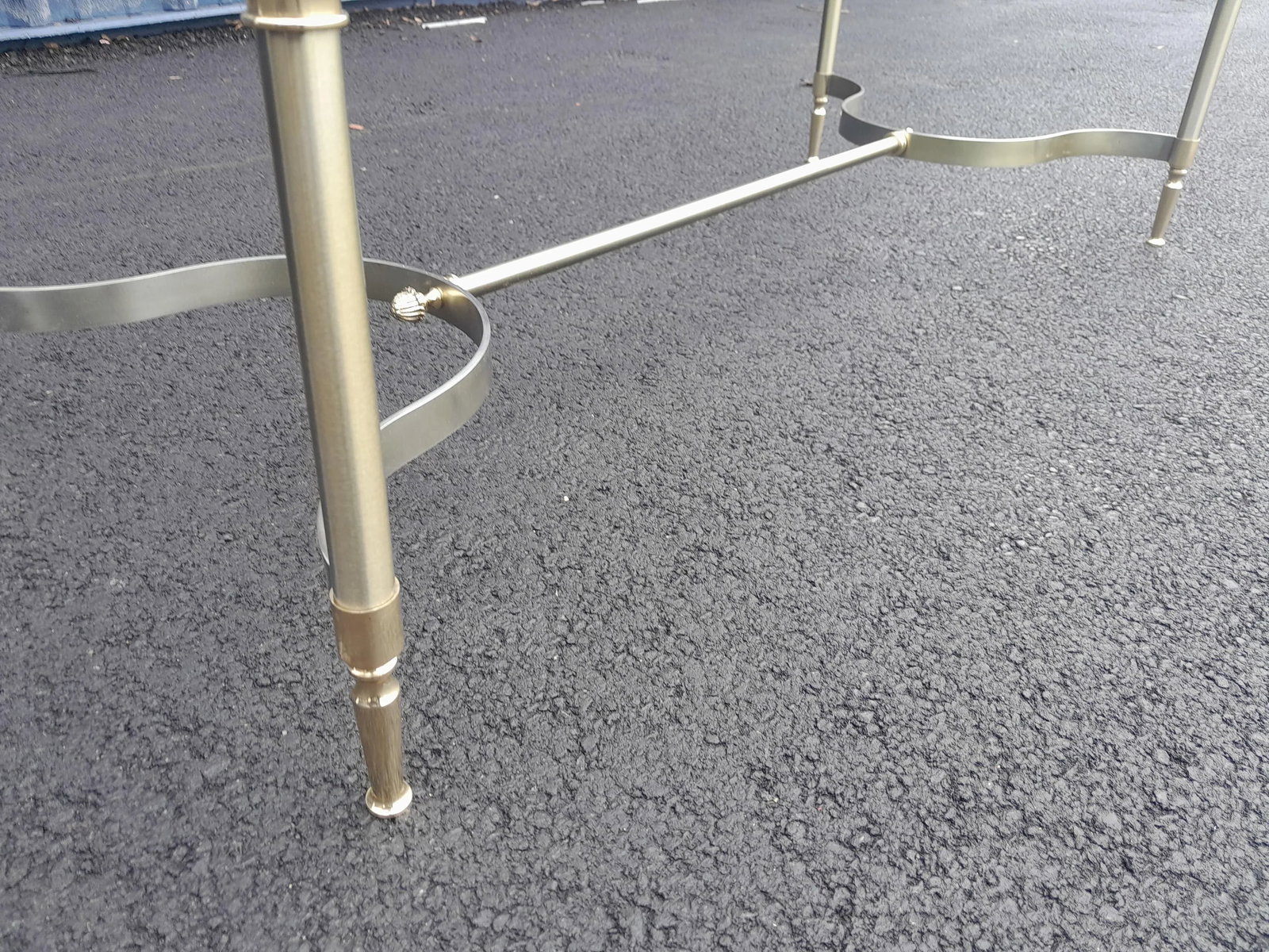 Restored 1970s Maison Jansen French Glass Brass and Steel Console Desk - 5