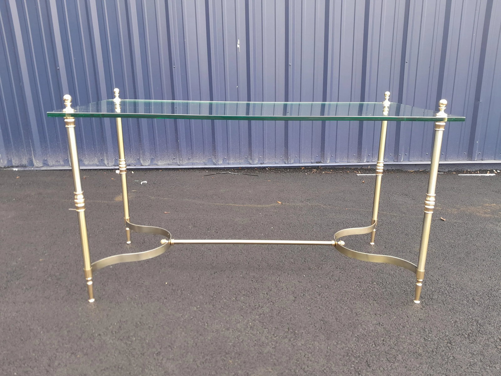 Restored 1970s Maison Jansen French Glass Brass and Steel Console Desk - 6