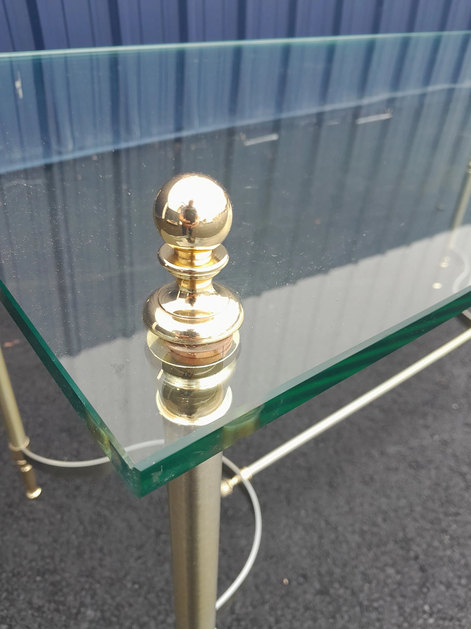 Restored 1970s Maison Jansen French Glass Brass and Steel Console Desk - 7