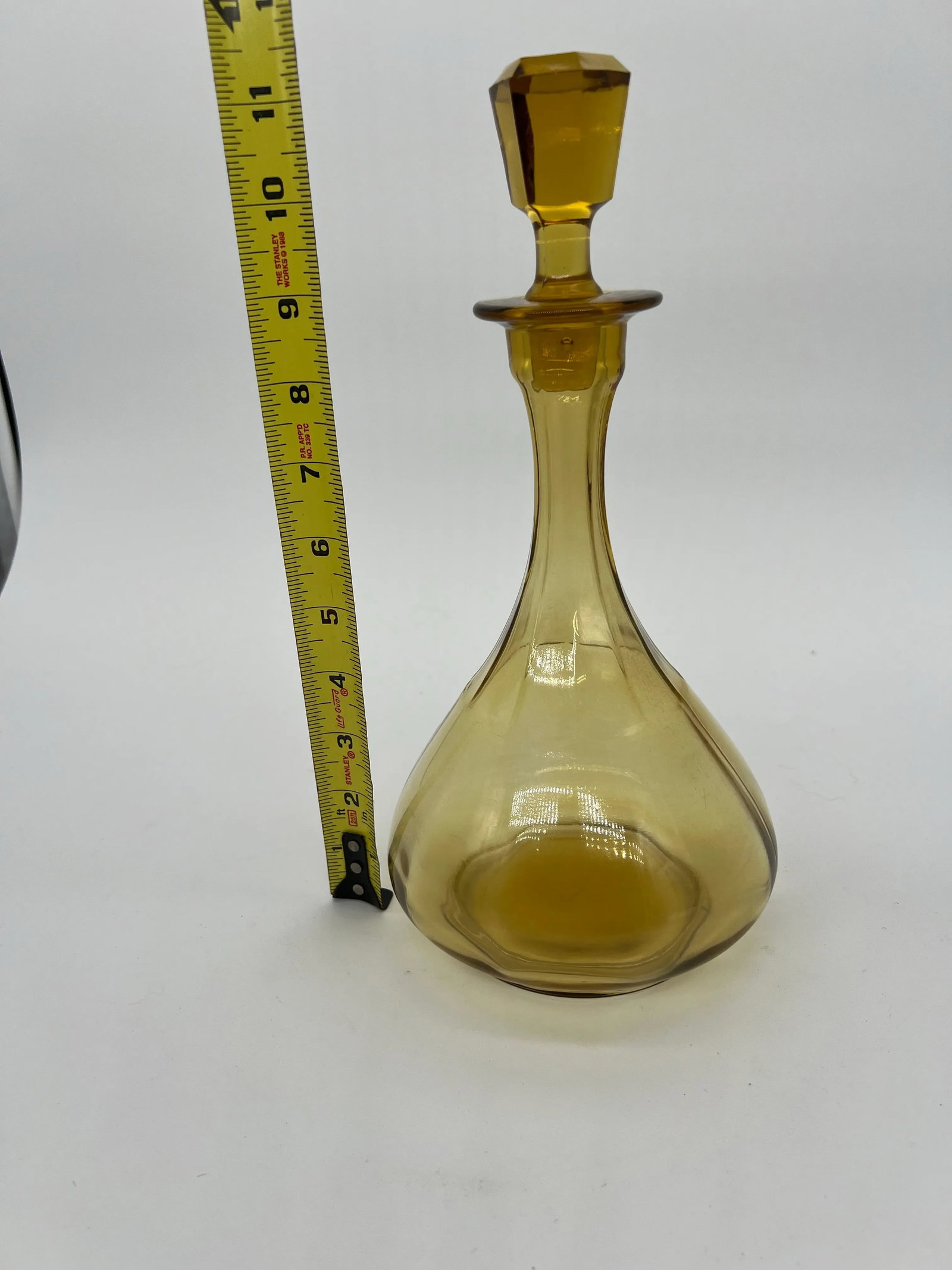 Vintage Amber Glass Decanter With Stopper - 10