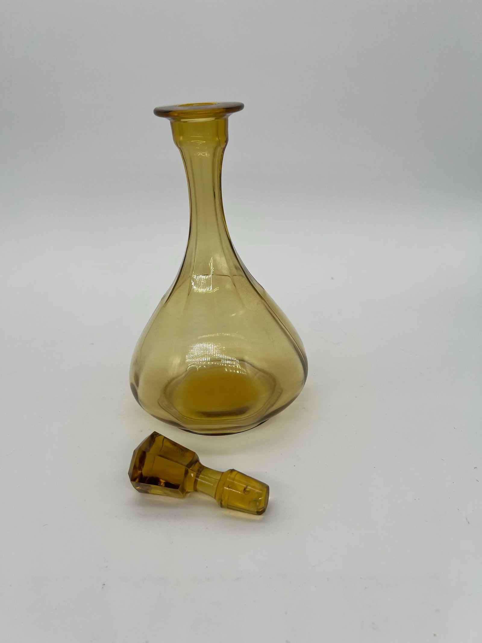 Vintage Amber Glass Decanter With Stopper - 2