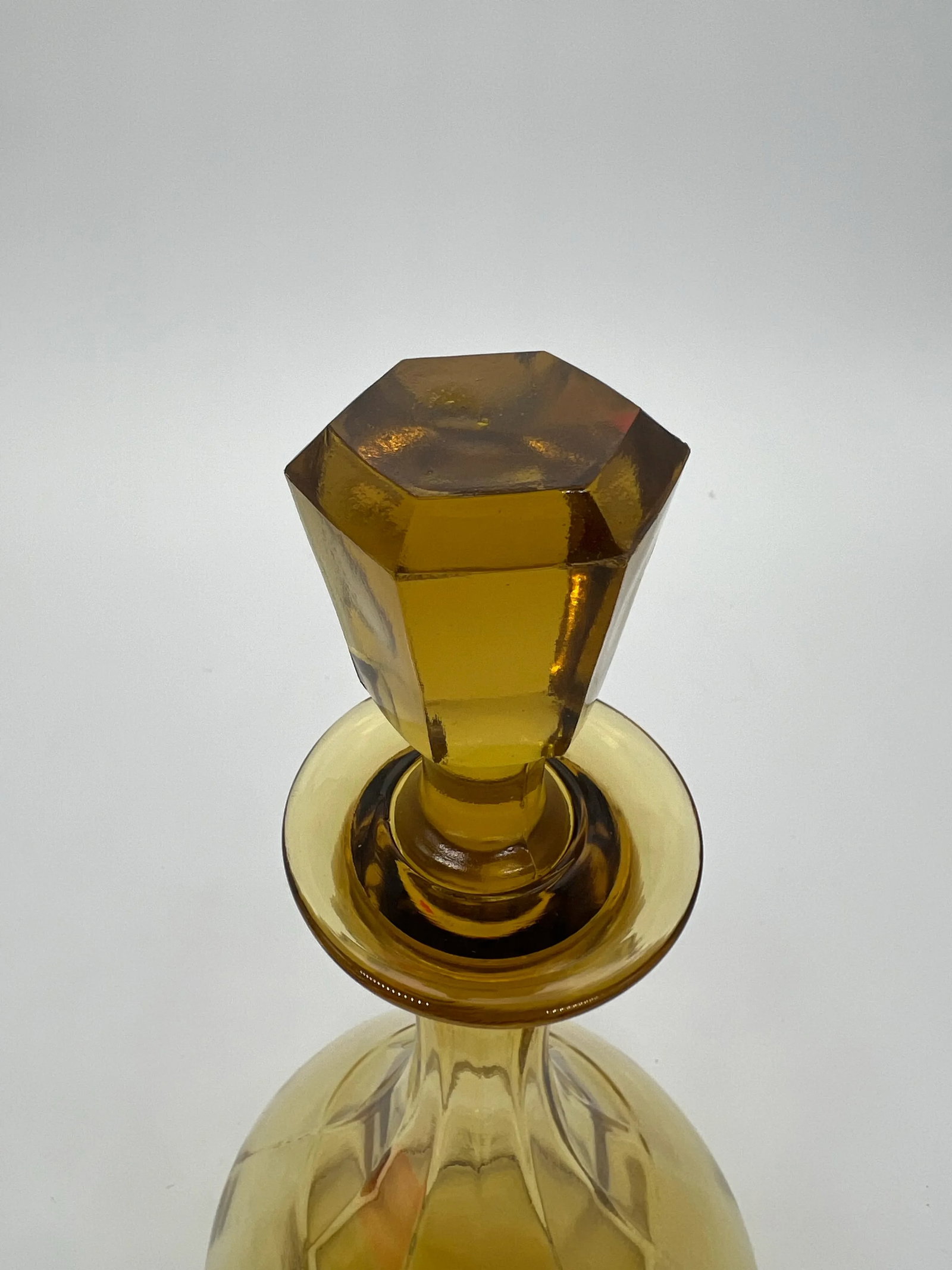 Vintage Amber Glass Decanter With Stopper - 3