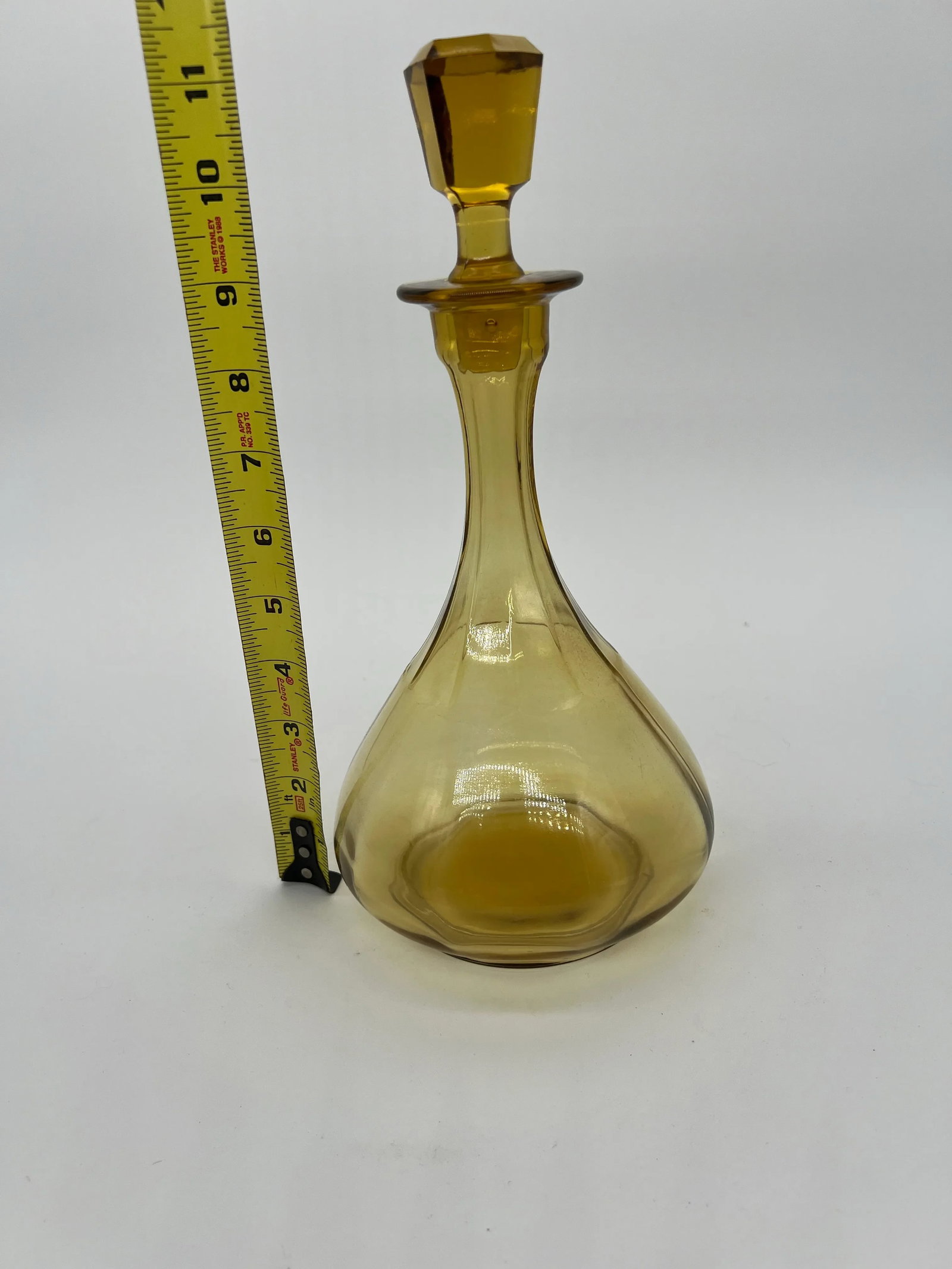 Vintage Amber Glass Decanter With Stopper - 4