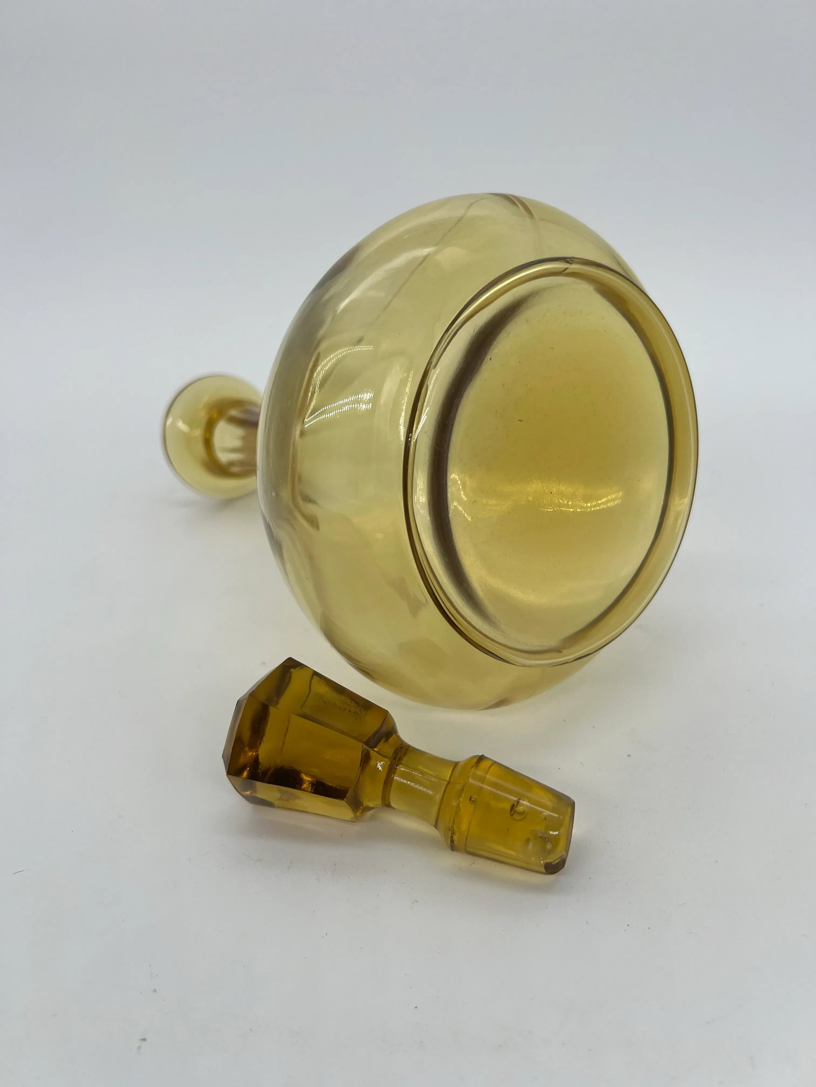 Vintage Amber Glass Decanter With Stopper - 5