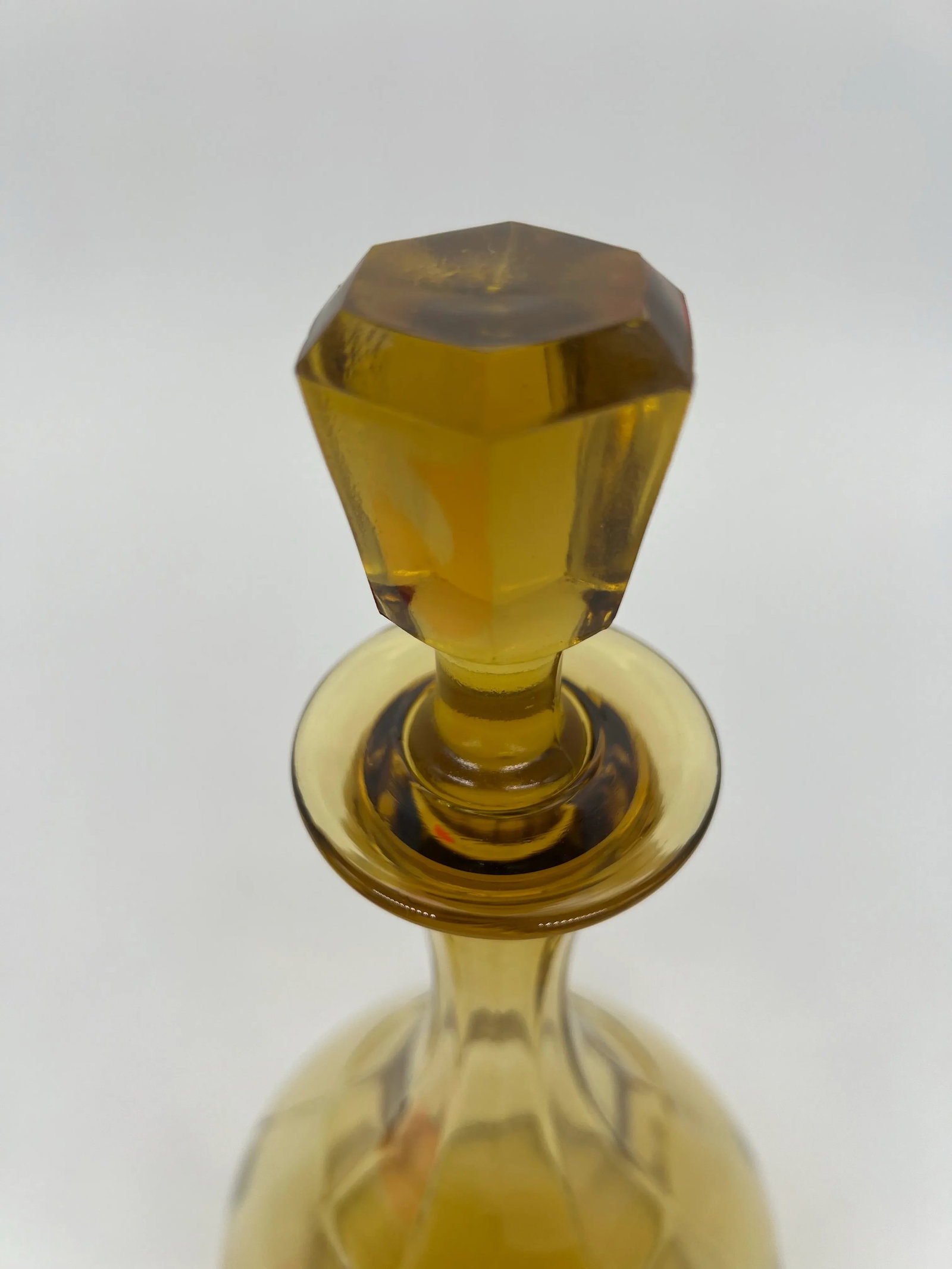 Vintage Amber Glass Decanter With Stopper - 6