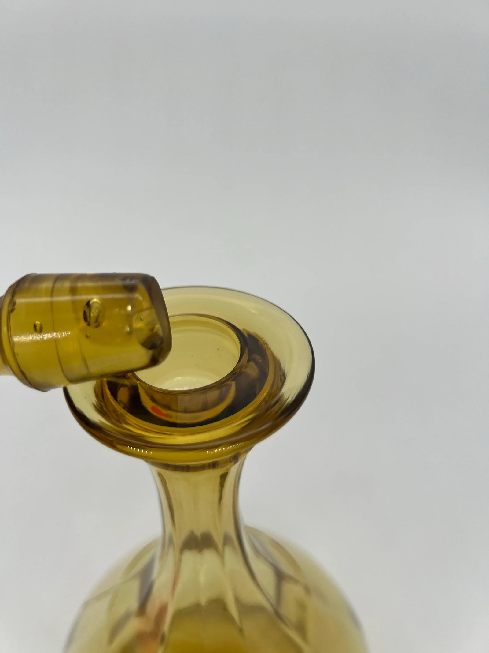 Vintage Amber Glass Decanter With Stopper - 7