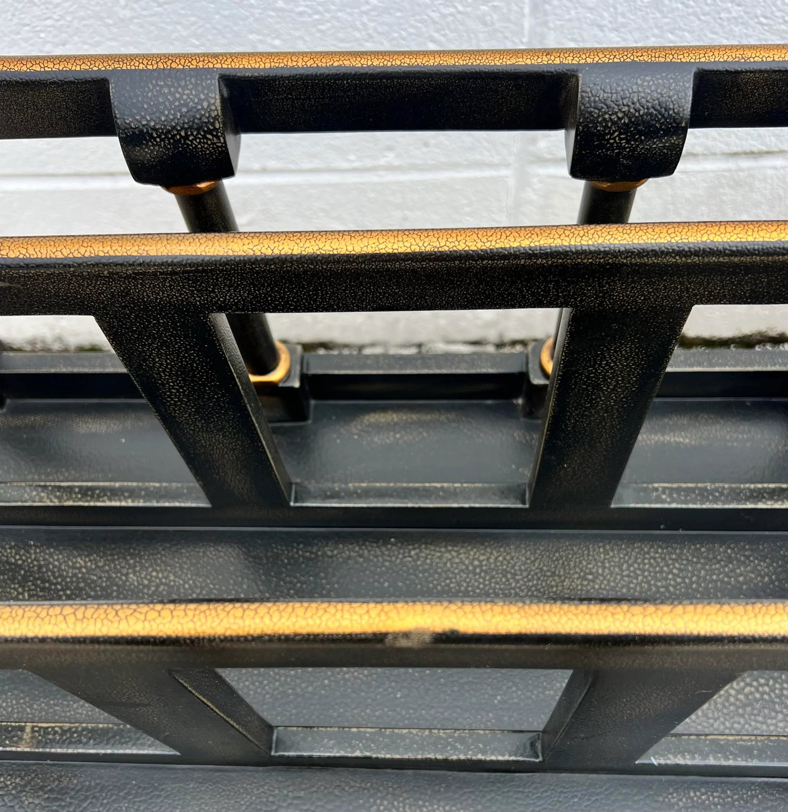 Vintage Regency Style Ebony Textured and Gilt Wood Canterbury / Magazine Rack in the Style of Maitla - 10