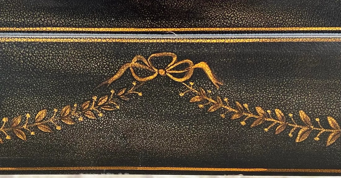 Vintage Regency Style Ebony Textured and Gilt Wood Canterbury / Magazine Rack in the Style of Maitla - 6