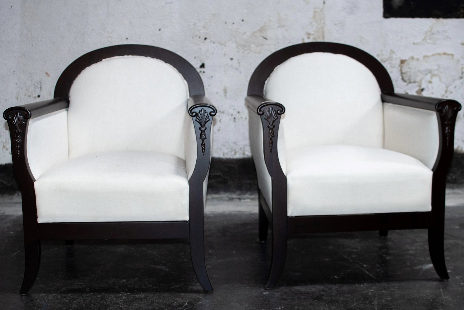 Pair of Neoclassical Revival Lounge Chairs - Com Ready - 2