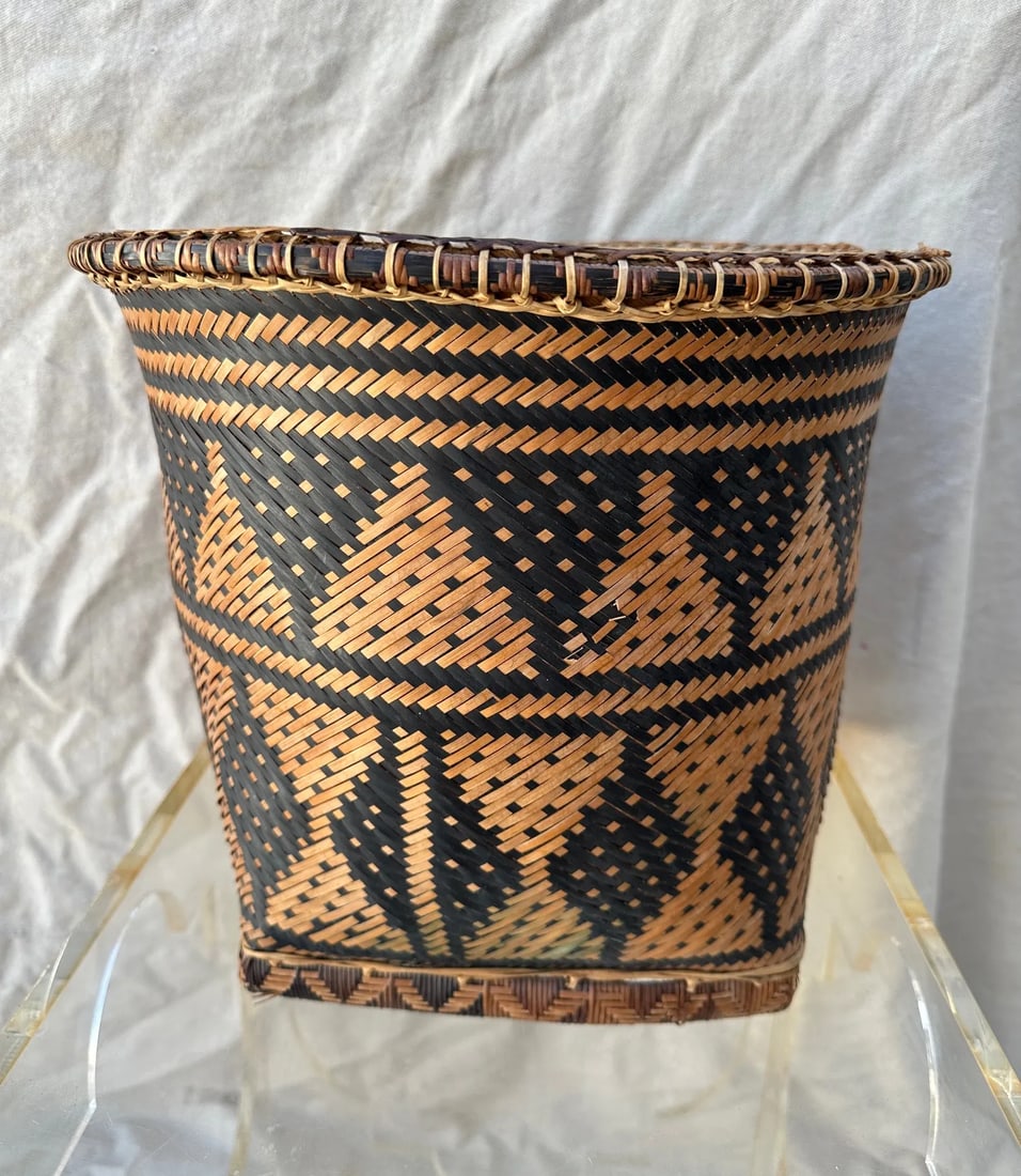 Vintage Palawan Woven Rattan Basket - 2