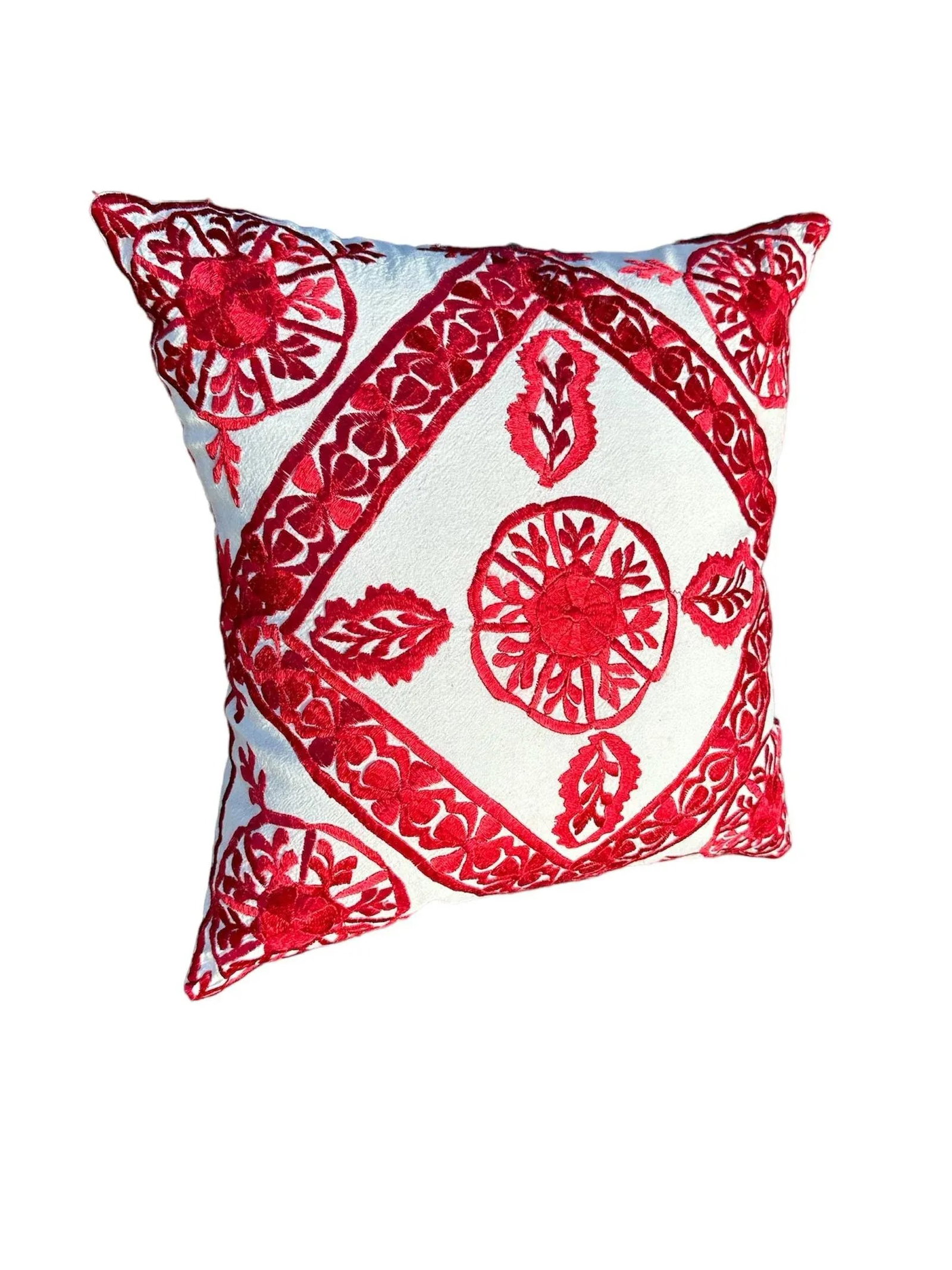 Late 20th Century Moroccan Red Silk Embroidered Pillow - 3