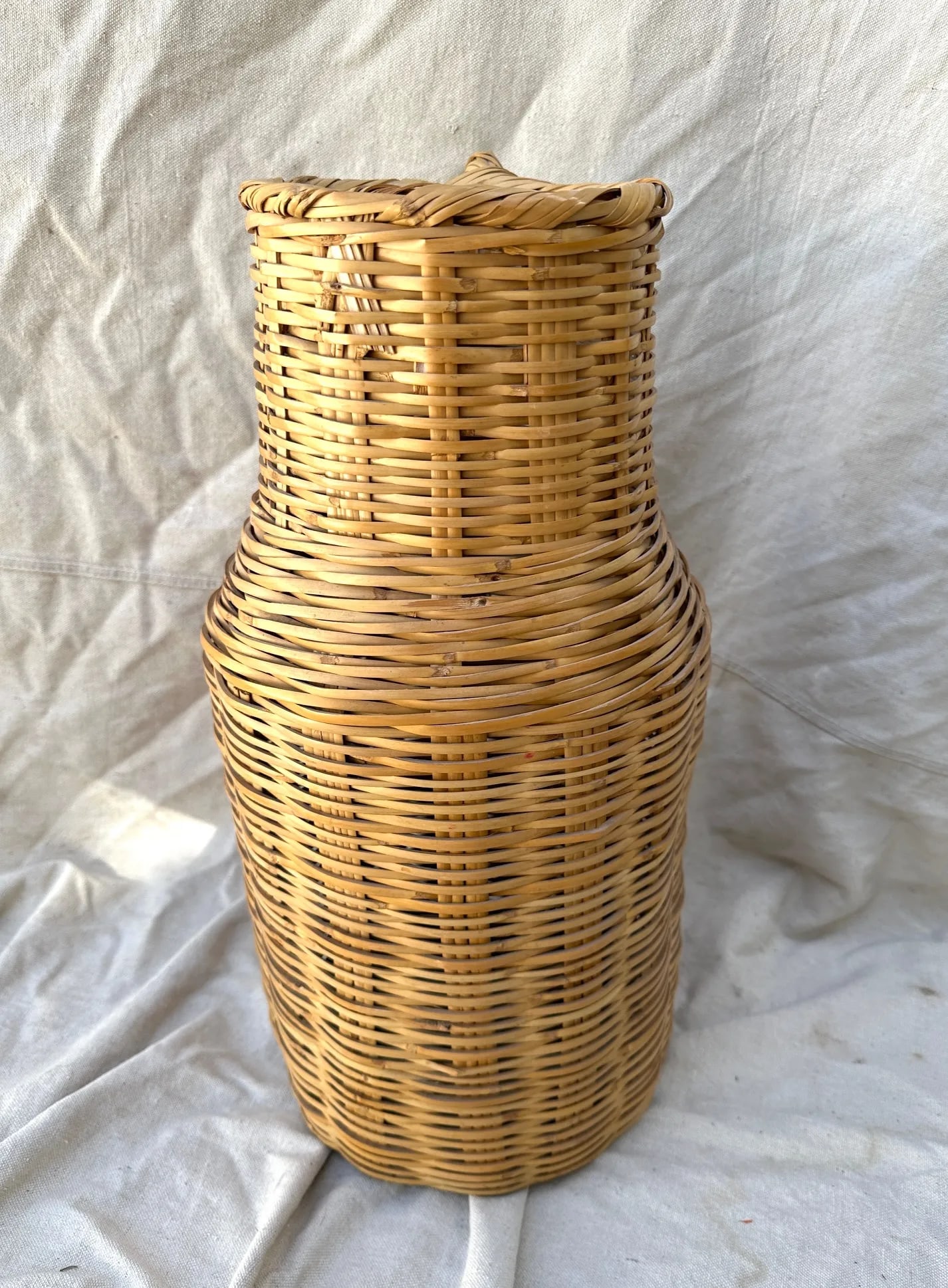 Vintage Woven Split Bamboo/Rattan Floor Vase - 3