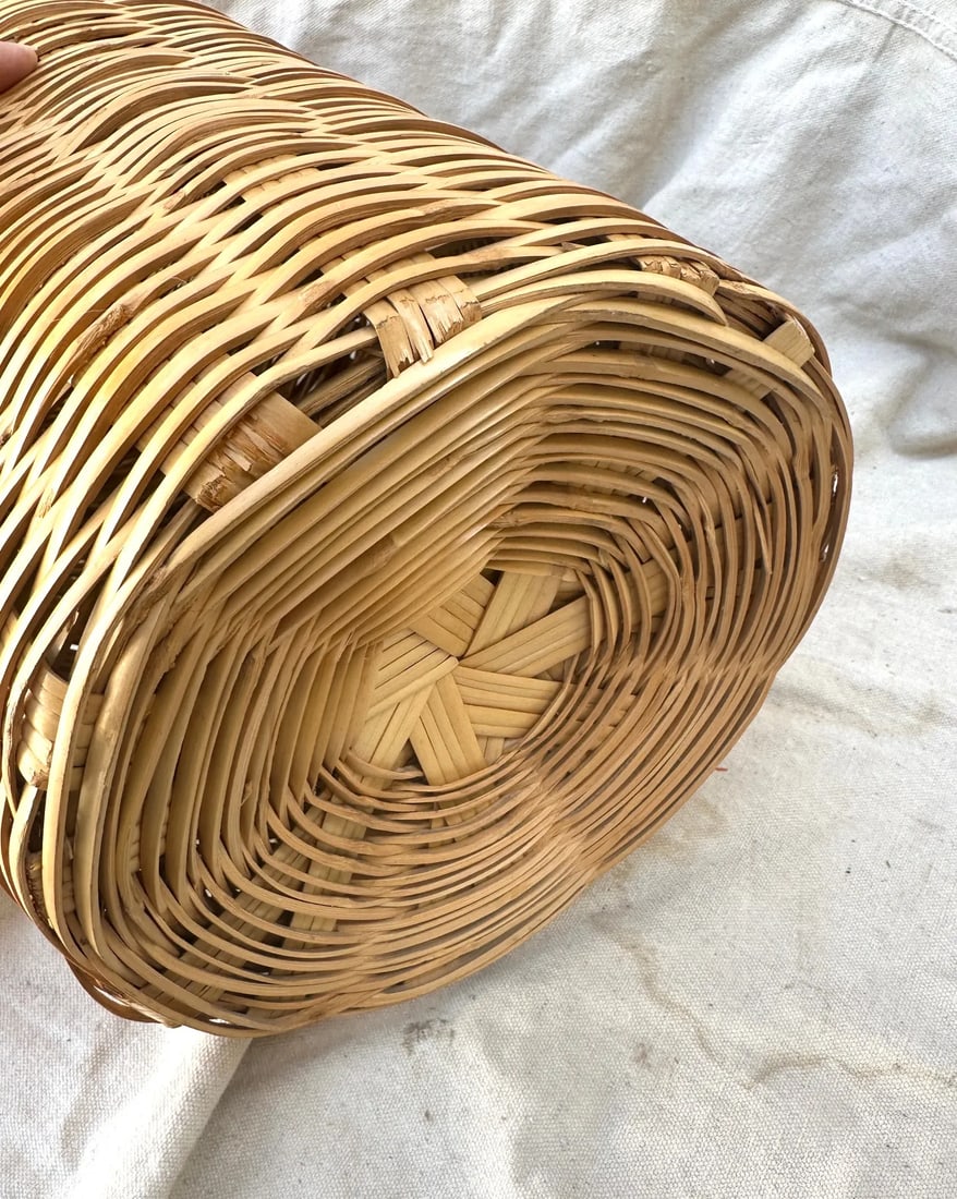 Vintage Woven Split Bamboo/Rattan Floor Vase - 4