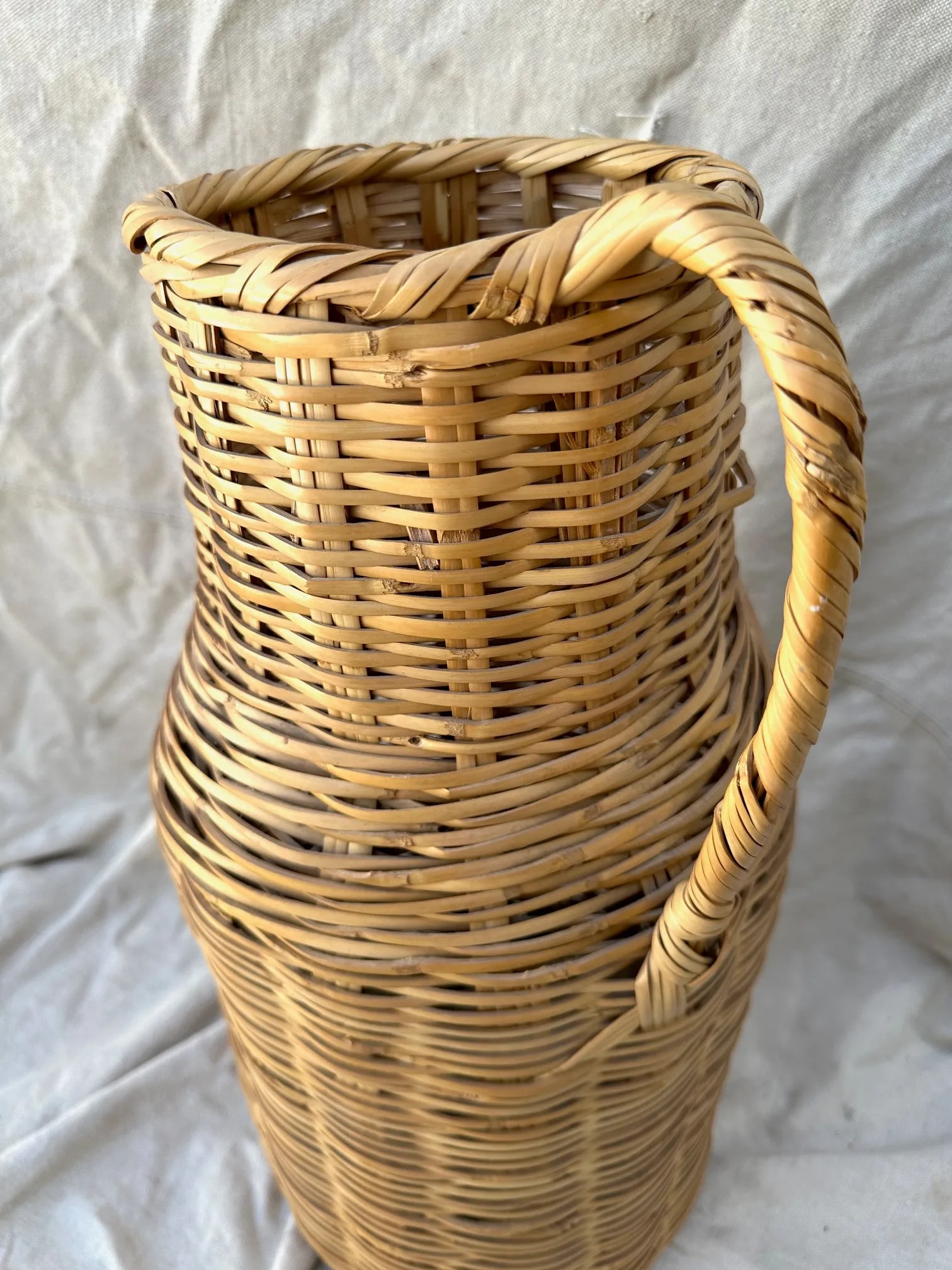 Vintage Woven Split Bamboo/Rattan Floor Vase - 5