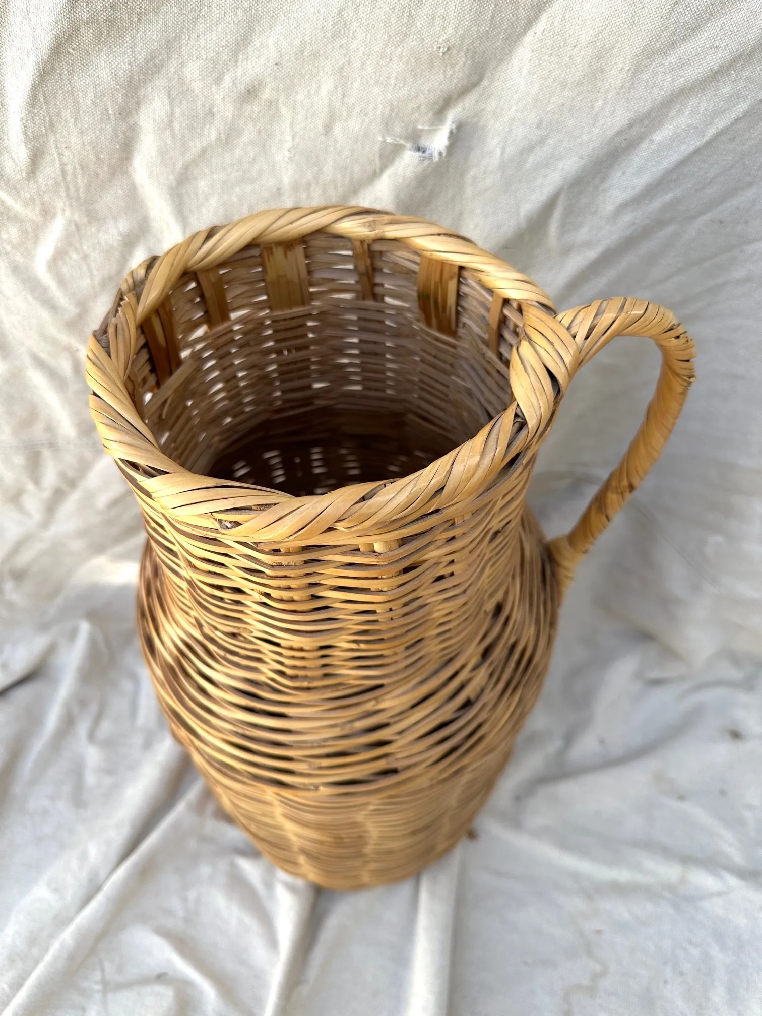 Vintage Woven Split Bamboo/Rattan Floor Vase - 6