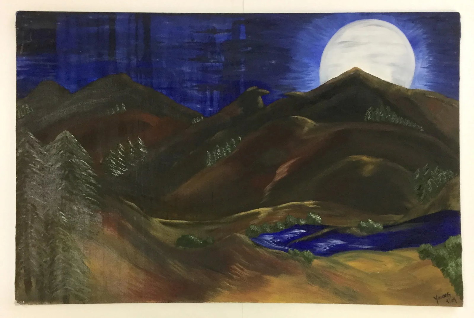 Large "Eagle Peak" Oil Painting on Canvas - 12