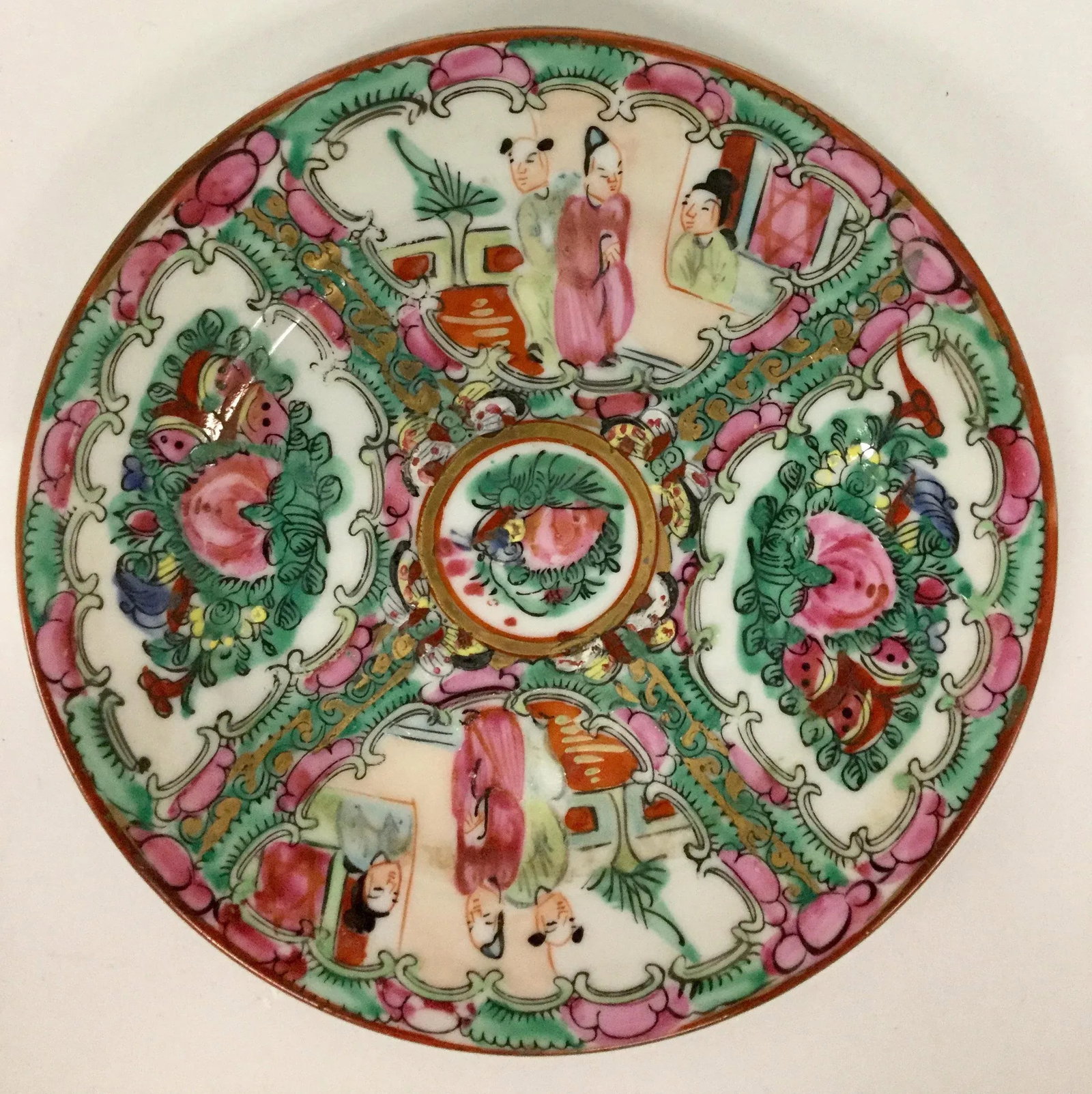 Vintage Rose Medallion Hand Painted Plate - 10