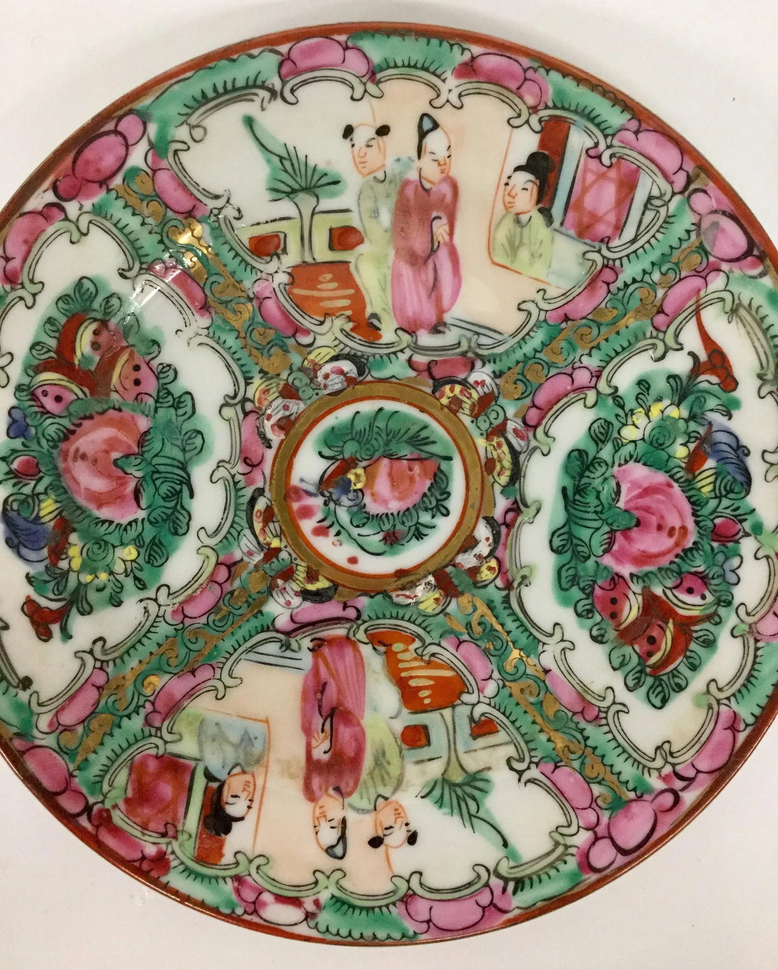 Vintage Rose Medallion Hand Painted Plate - 2