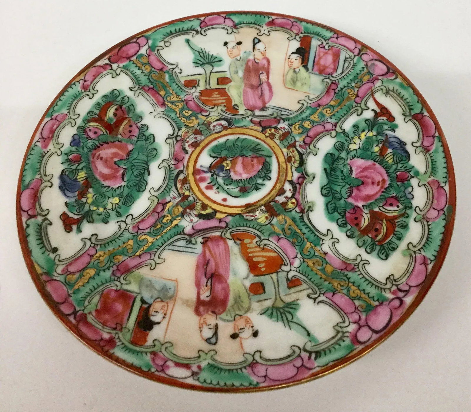 Vintage Rose Medallion Hand Painted Plate - 3