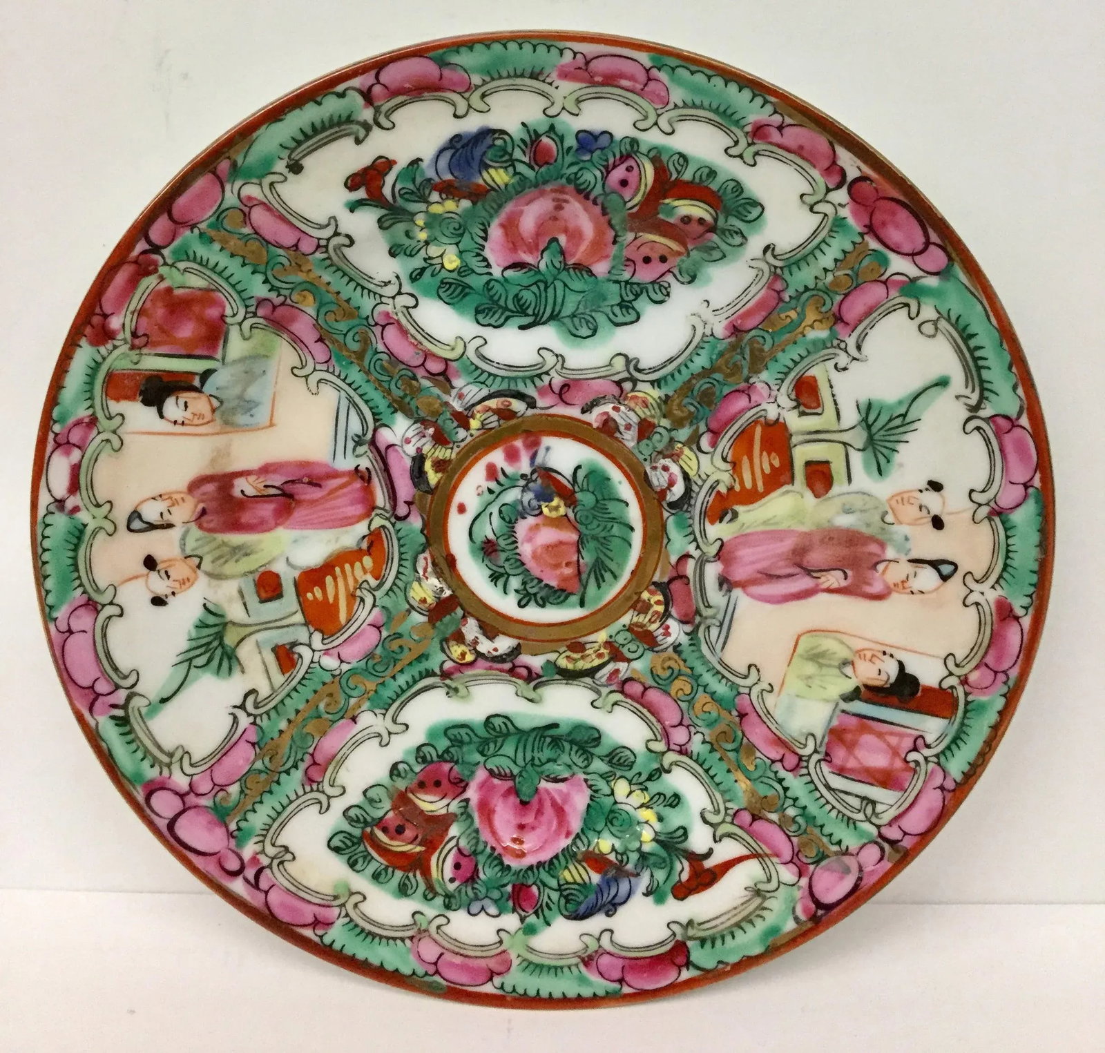 Vintage Rose Medallion Hand Painted Plate - 6