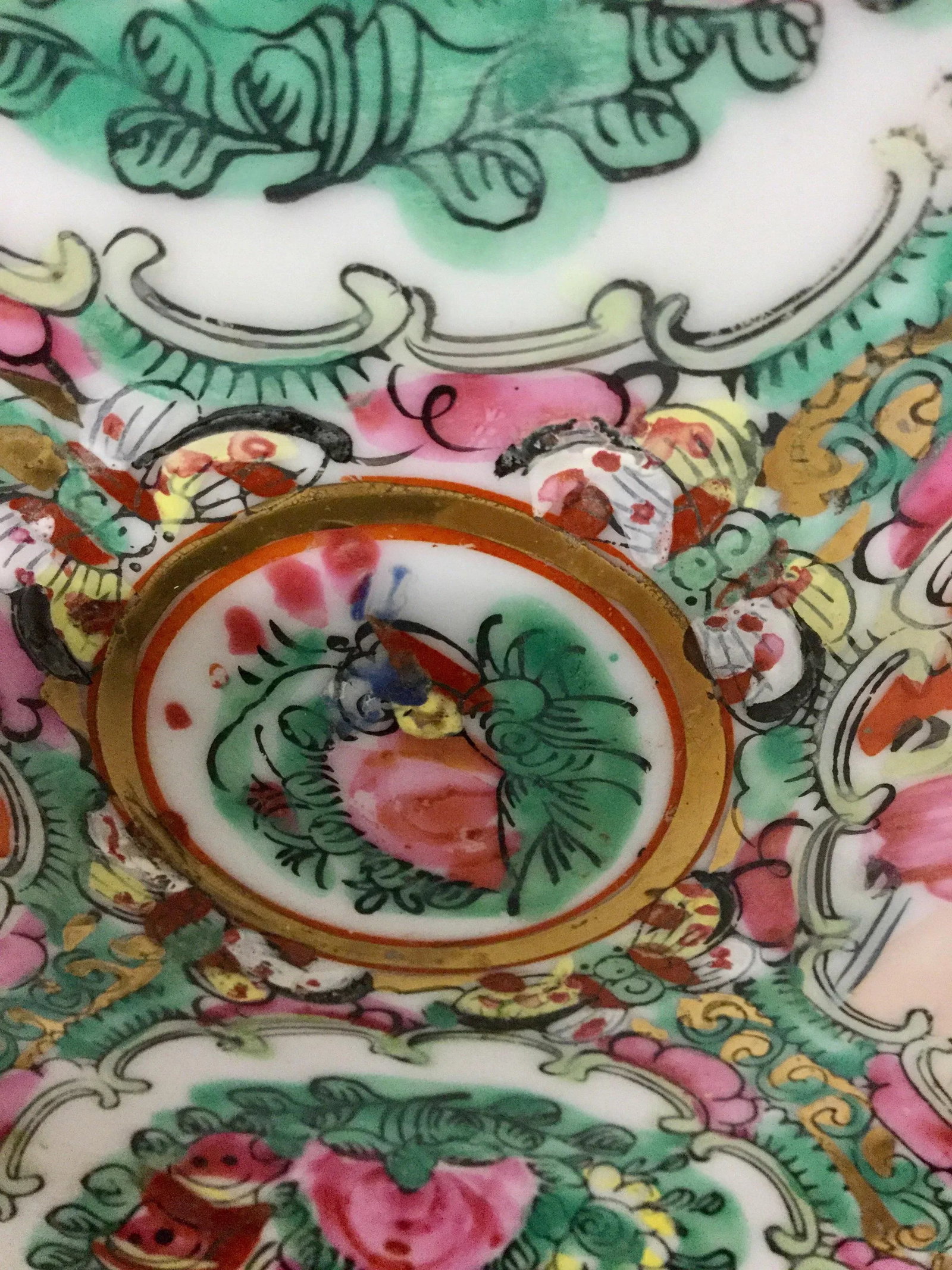 Vintage Rose Medallion Hand Painted Plate - 7