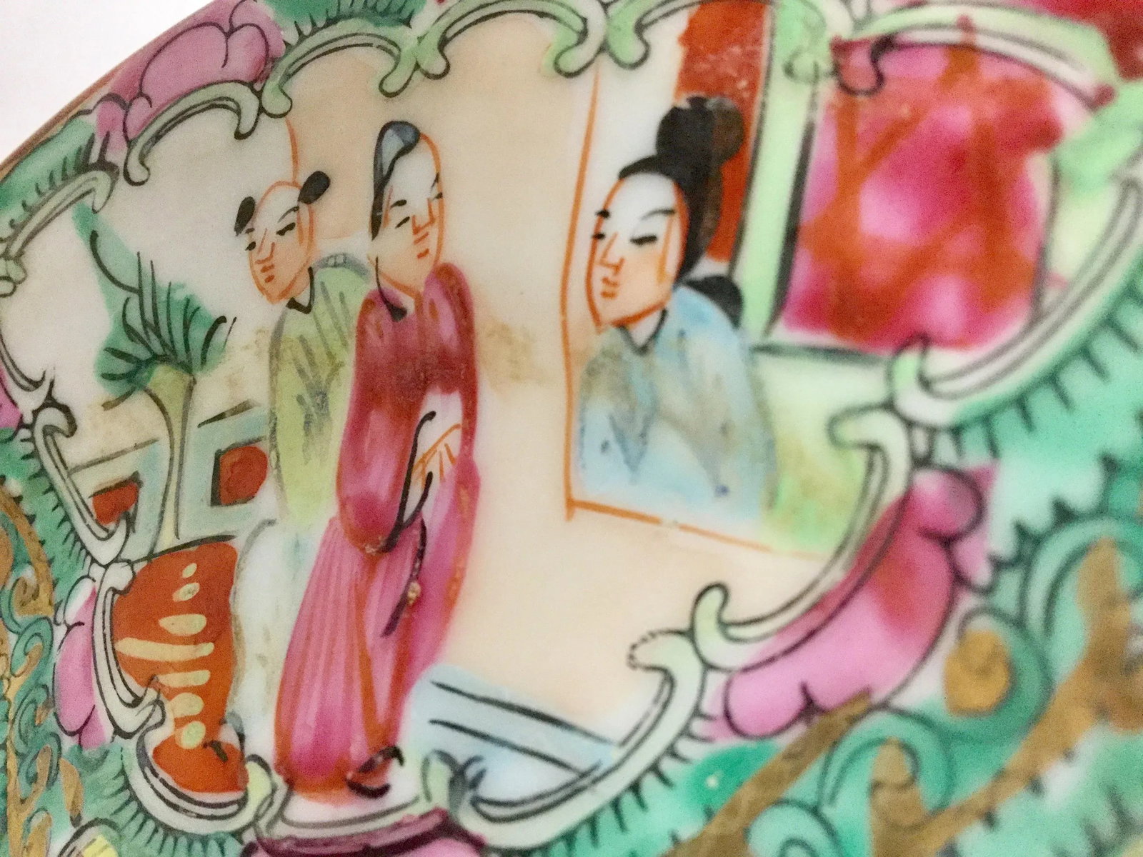 Vintage Rose Medallion Hand Painted Plate - 8