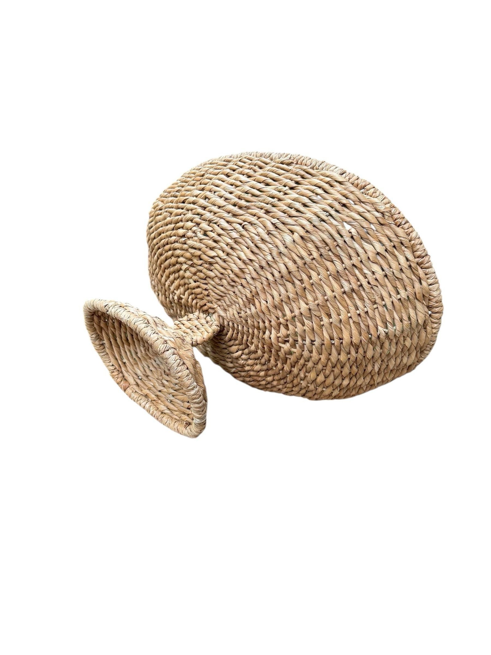 Large Sea Grass Rattan Pedestal Basket Woven Bowl - 11