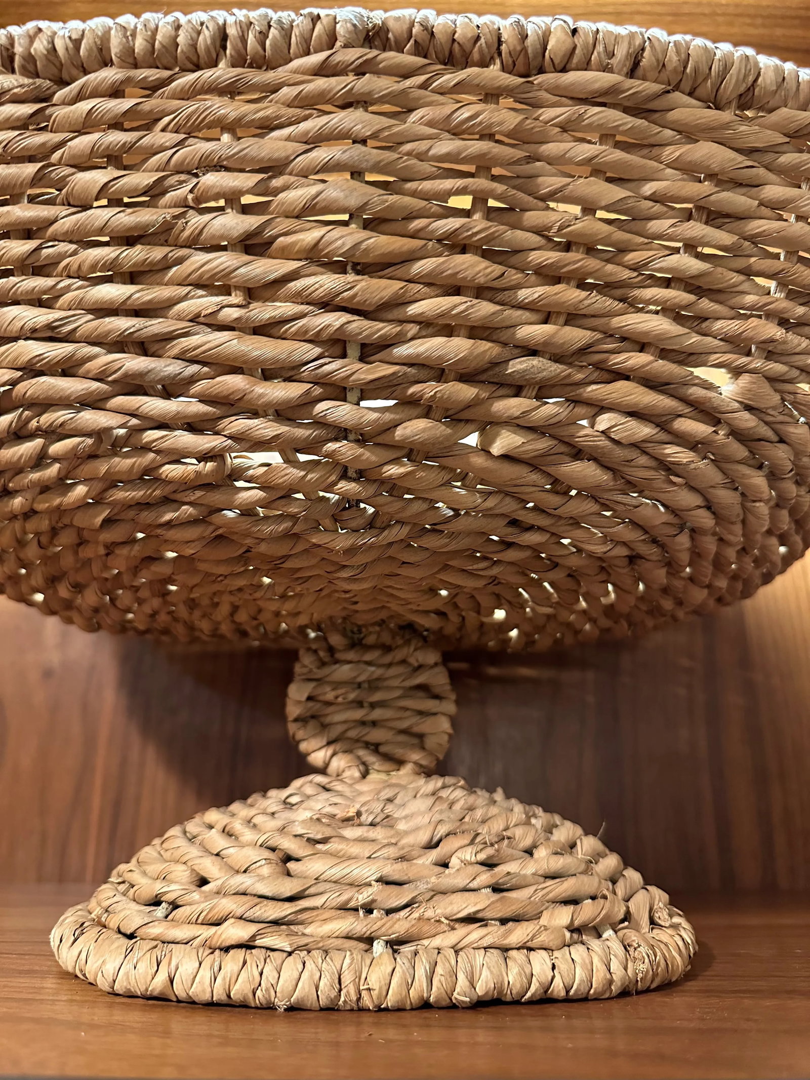 Large Sea Grass Rattan Pedestal Basket Woven Bowl - 3