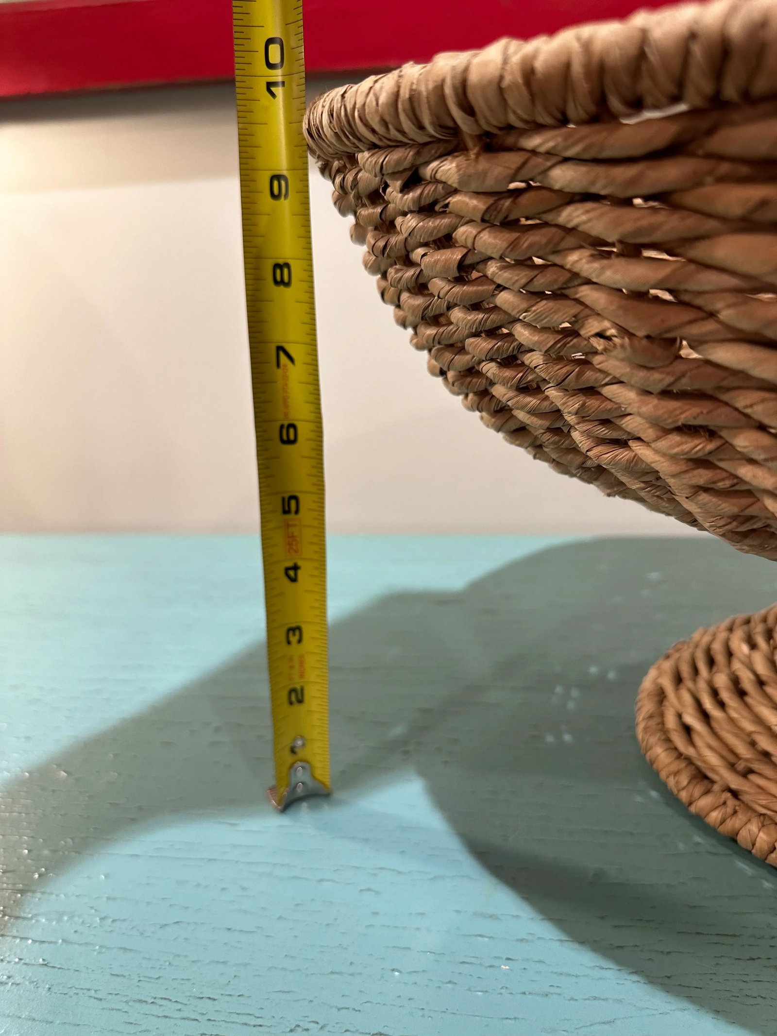 Large Sea Grass Rattan Pedestal Basket Woven Bowl - 6