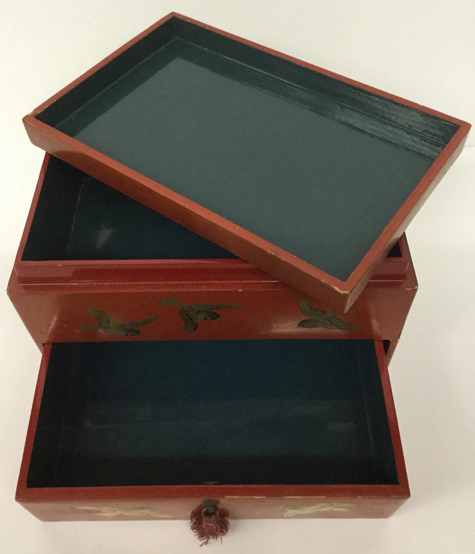 1930s Vintage Japanese Lacquerware Hand-Painted Jewelry Box - 10
