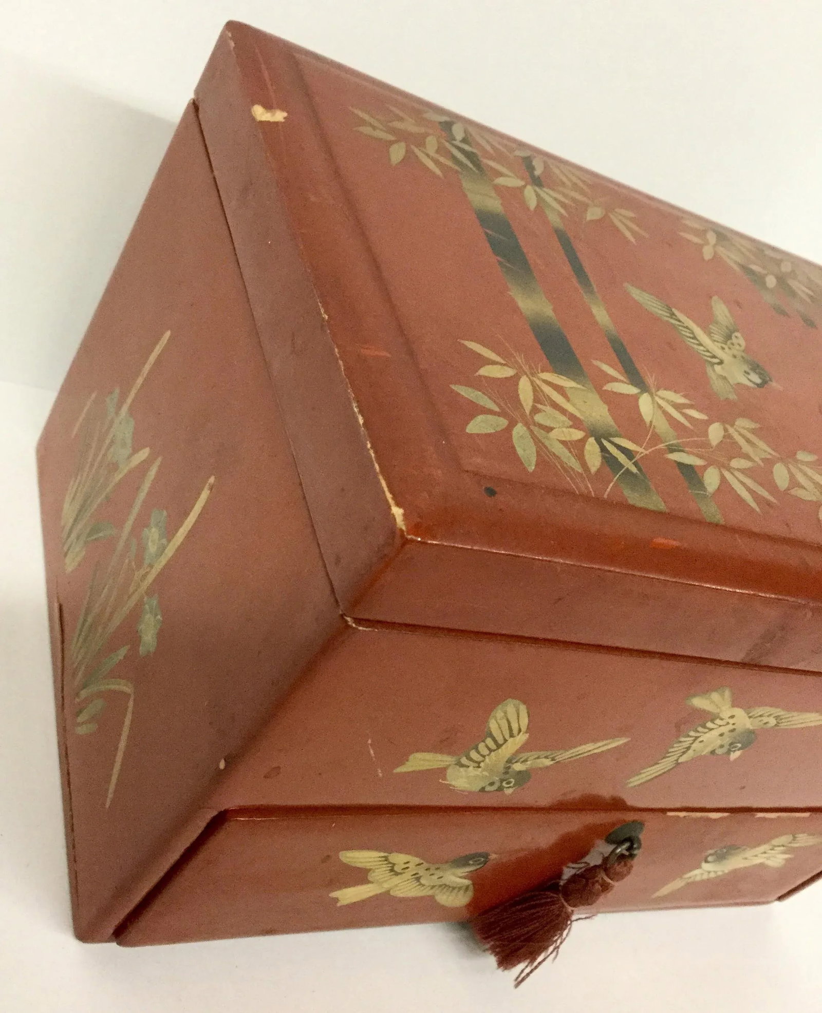 1930s Vintage Japanese Lacquerware Hand-Painted Jewelry Box - 4
