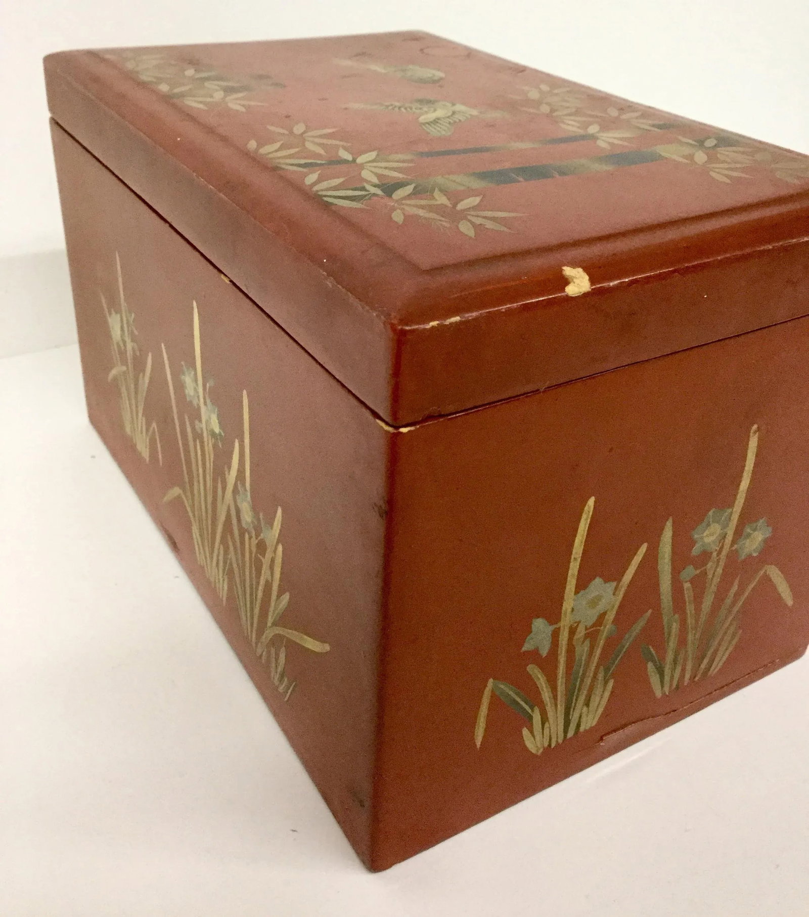 1930s Vintage Japanese Lacquerware Hand-Painted Jewelry Box - 5