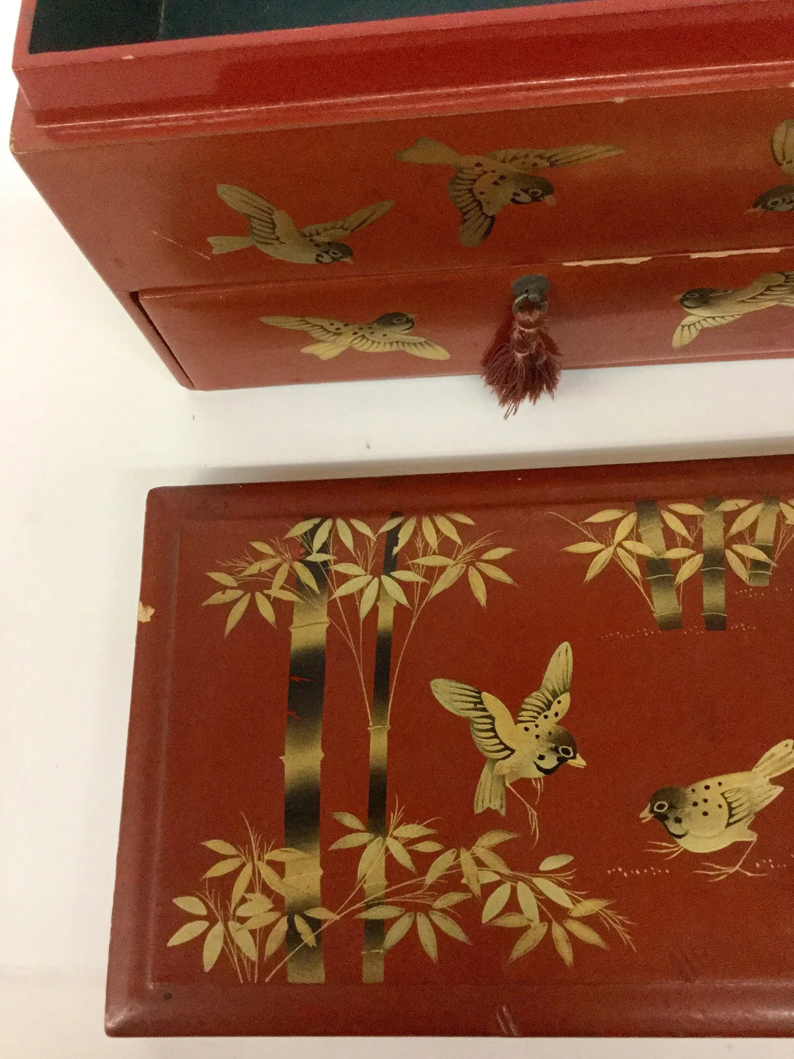1930s Vintage Japanese Lacquerware Hand-Painted Jewelry Box - 8