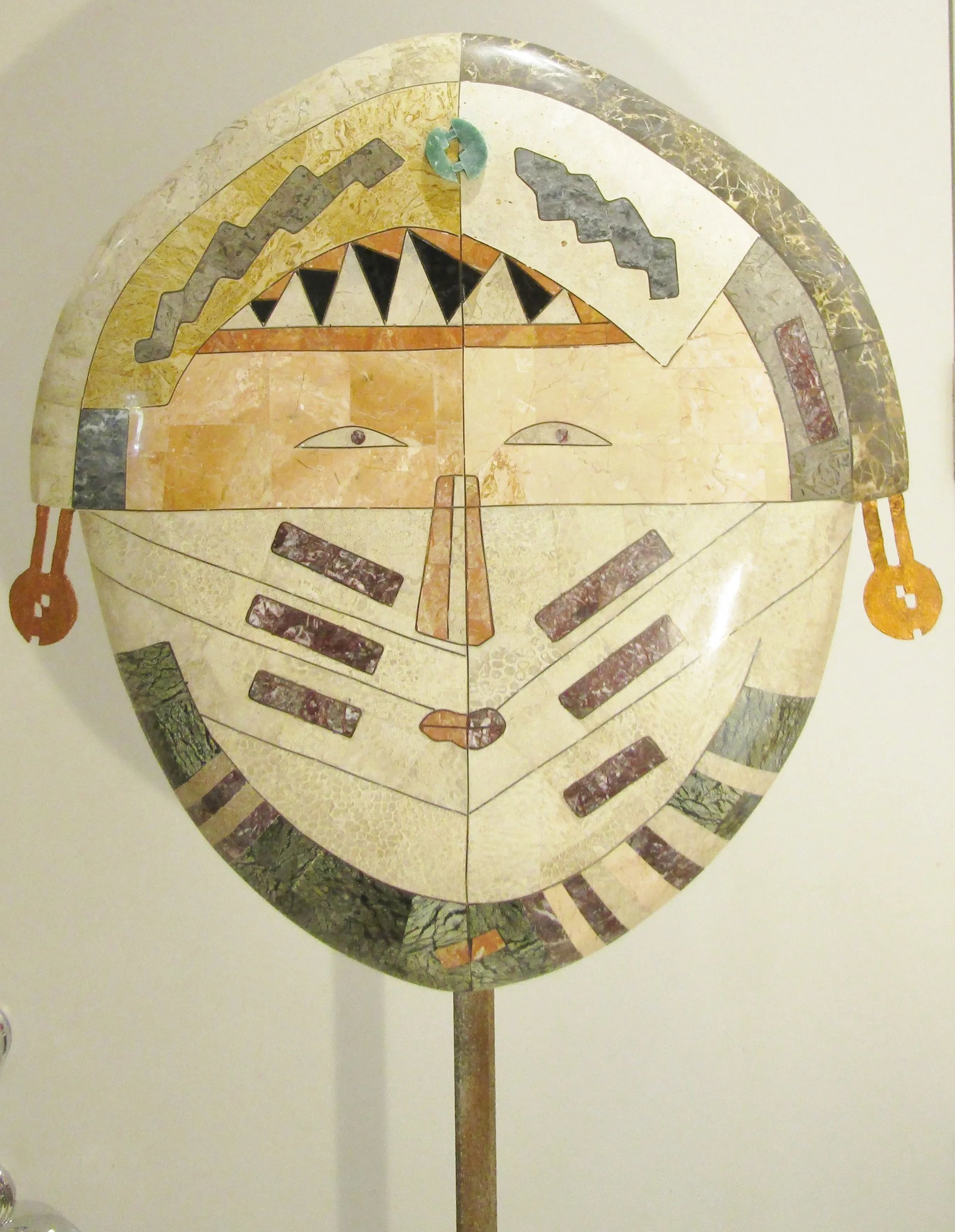 Modern Tessellated Stone and Brass Inlaid Face Sculpture Joseph De Castro - 2